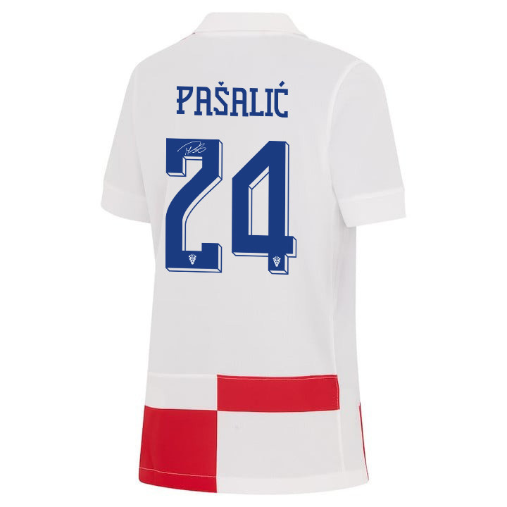 Marco Pašalić 24 Signed Croatia National Team 2024 Home YOUTH Jersey Autographed - White cheap jerseys for sale - CheapJerseys.Shop