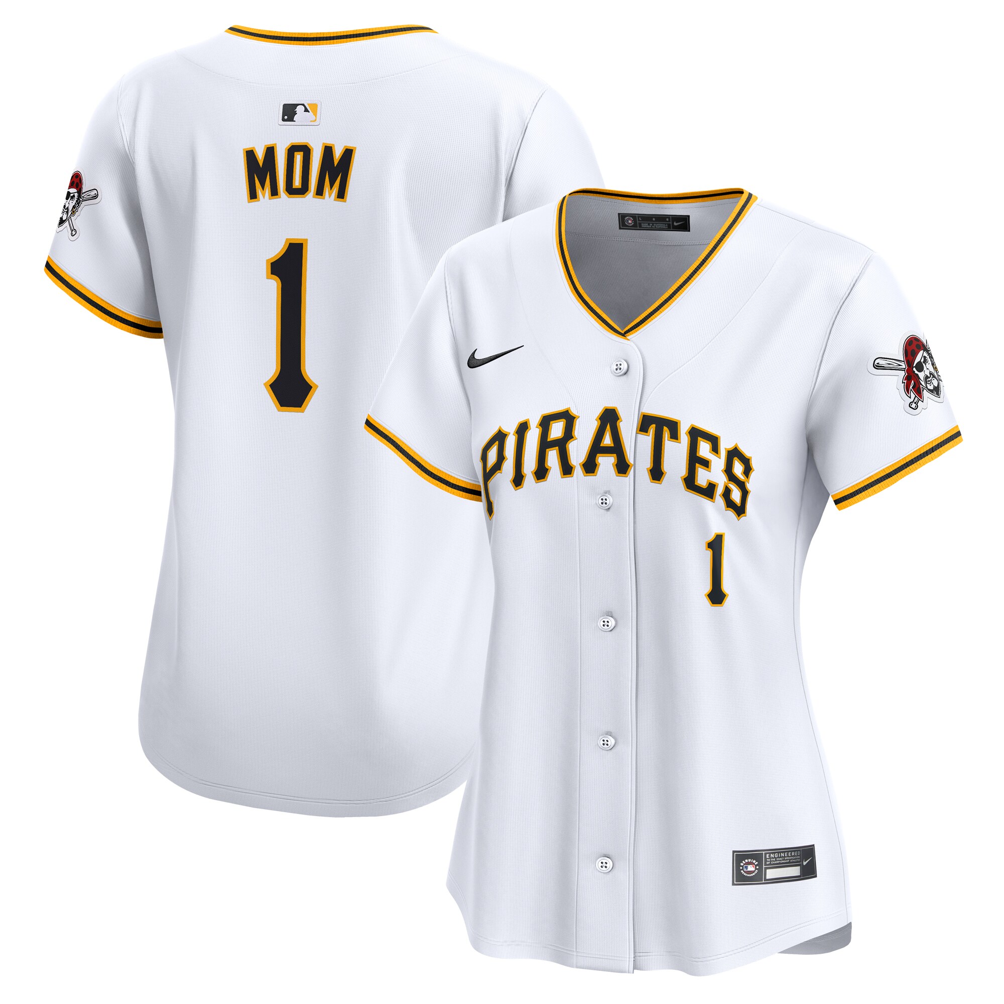 Pittsburgh Pirates Women's #1 Mom Home Limited Jersey - White cheap jerseys for sale - CheapJerseys.Shop