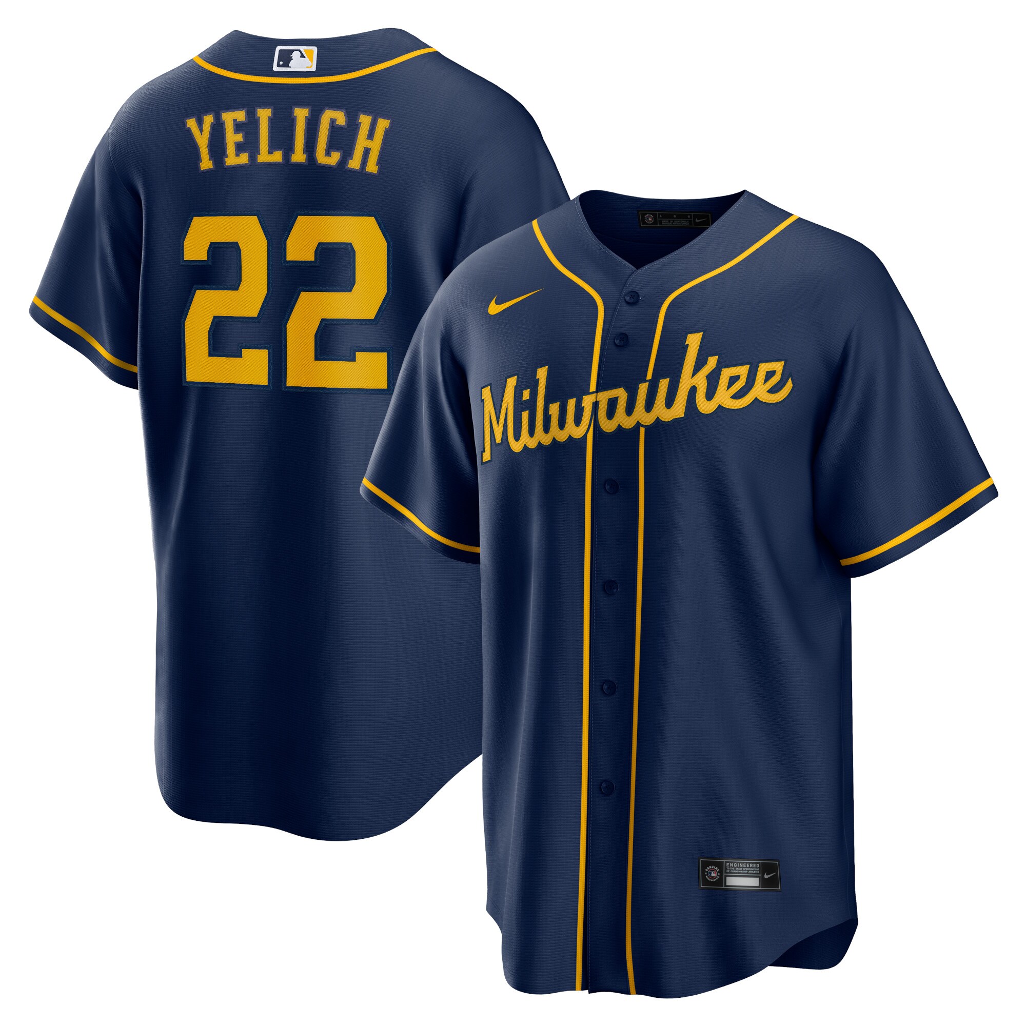 Christian Yelich Milwaukee Brewers Alternate Replica Player Jersey - Navy cheap jerseys for sale - CheapJerseys.Shop