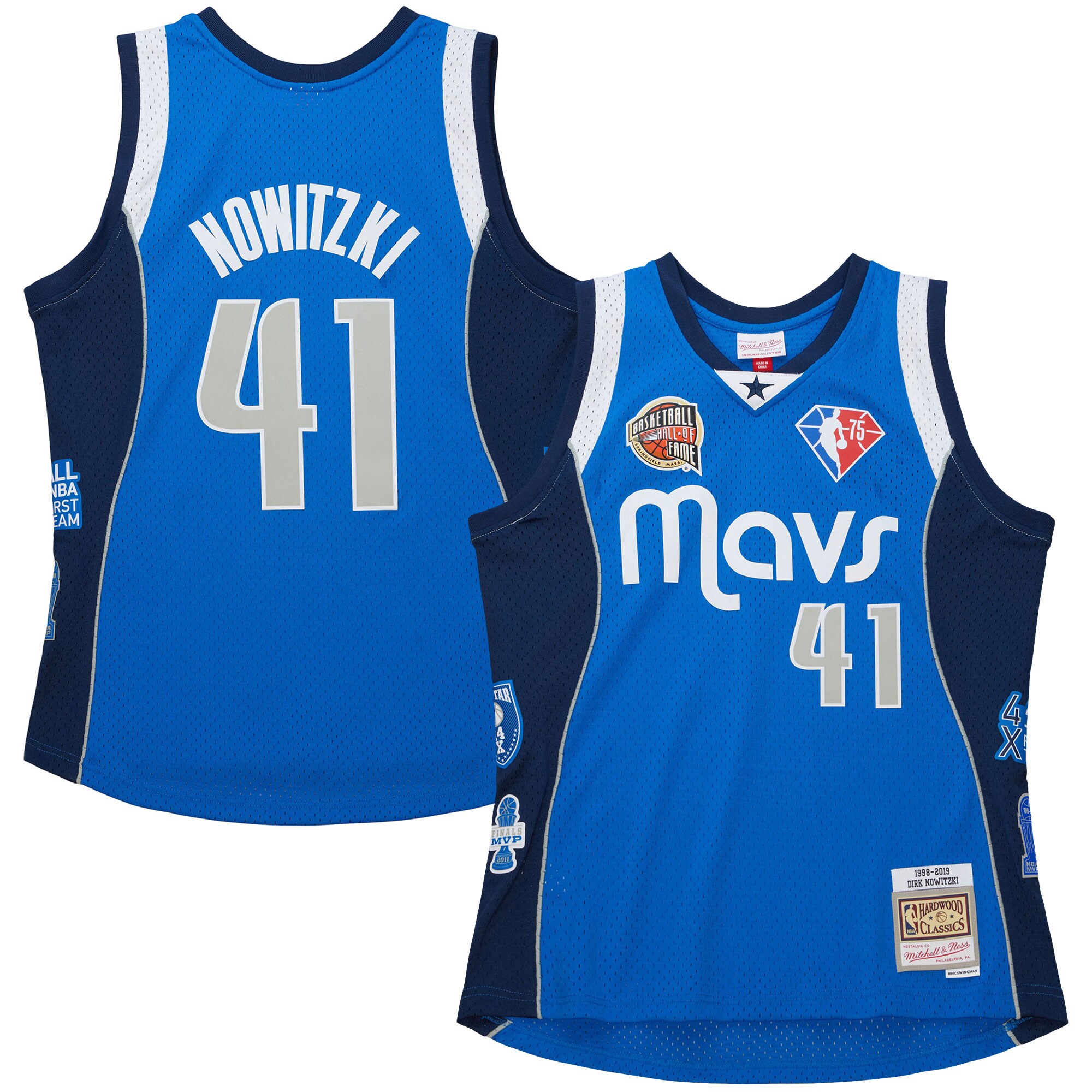 Dirk Nowitzki Dallas Mavericks Mitchell & Ness Unisex Hall of Fame Class of 2023 Throwback Swingman Jersey - Blue cheap jerseys for sale - CheapJerseys.Shop