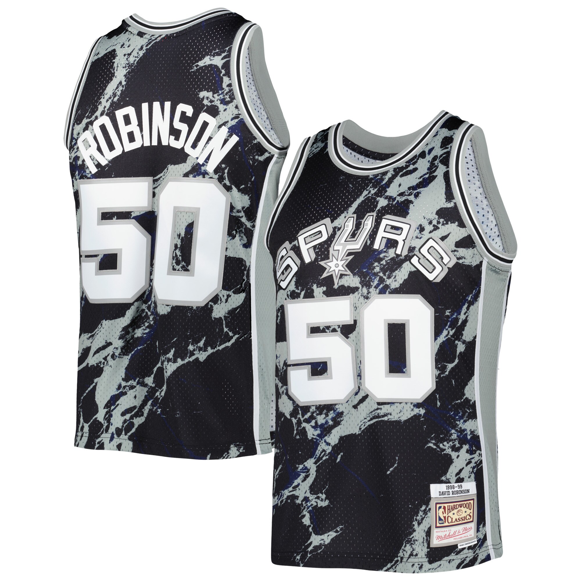 David Robinson San Antonio Spurs Mitchell & Ness 1998\/99 Hardwood Classics Marble Swingman Jersey - Black cheap jerseys for sale - CheapJerseys.Shop