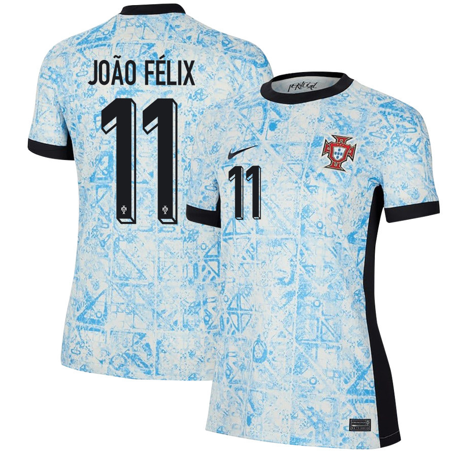 João Félix 11 Portugal National Team 2024/25 Away WOMEN Jersey - Cream/Blue cheap jerseys for sale - CheapJerseys.Shop