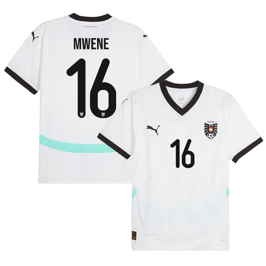 Phillipp Mwene 16 Austria National Team 2024/25 Away Men Jersey - White cheap jerseys for sale - CheapJerseys.Shop