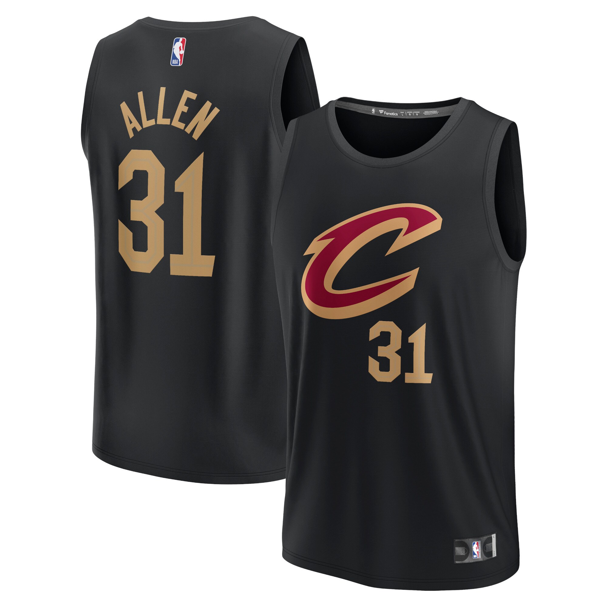 Jarrett Allen Cleveland Cavaliers Fanatics Fast Break Replica Jersey - Statement Edition - Black cheap jerseys for sale - CheapJerseys.Shop