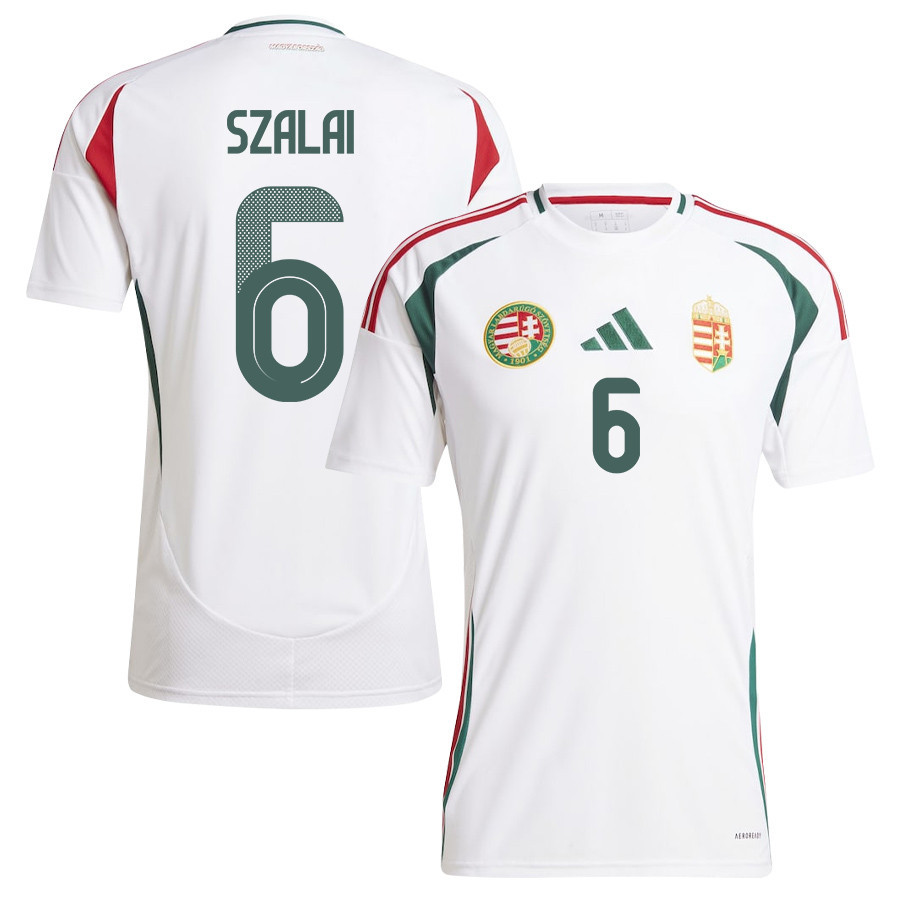 Gábor Szalai 6 Hungary National Team 2024/25 Away Men Jersey - White cheap jerseys for sale - CheapJerseys.Shop
