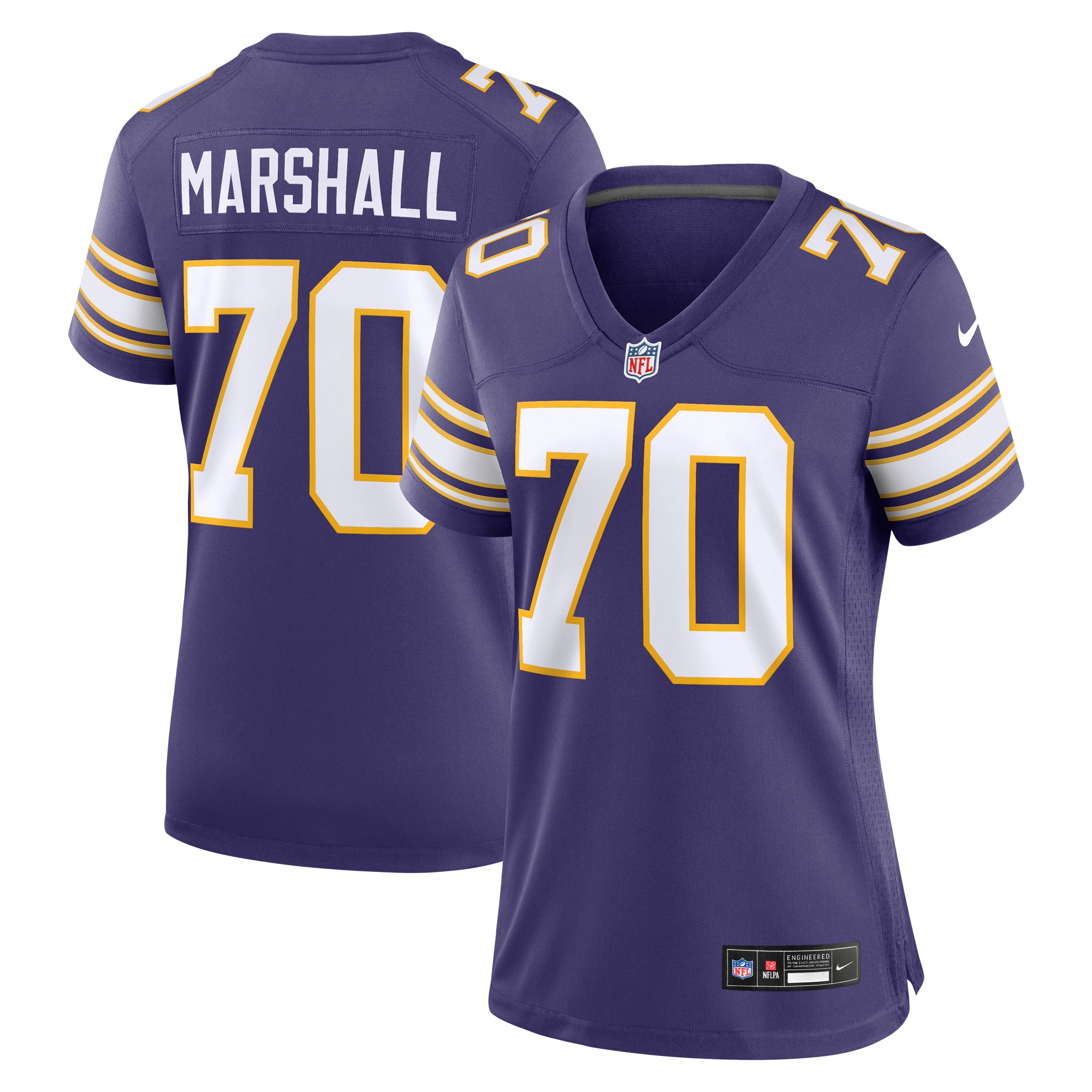 Jim Marshall Minnesota Vikings Women's Classic Retired Player Jersey - Purple cheap jerseys for sale - CheapJerseys.Shop