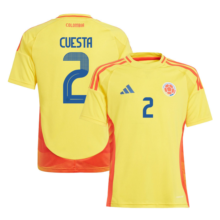 Carlos Cuesta 2 Colombia National Team 2024/25 Home YOUTH Jersey - Yellow cheap jerseys for sale - CheapJerseys.Shop