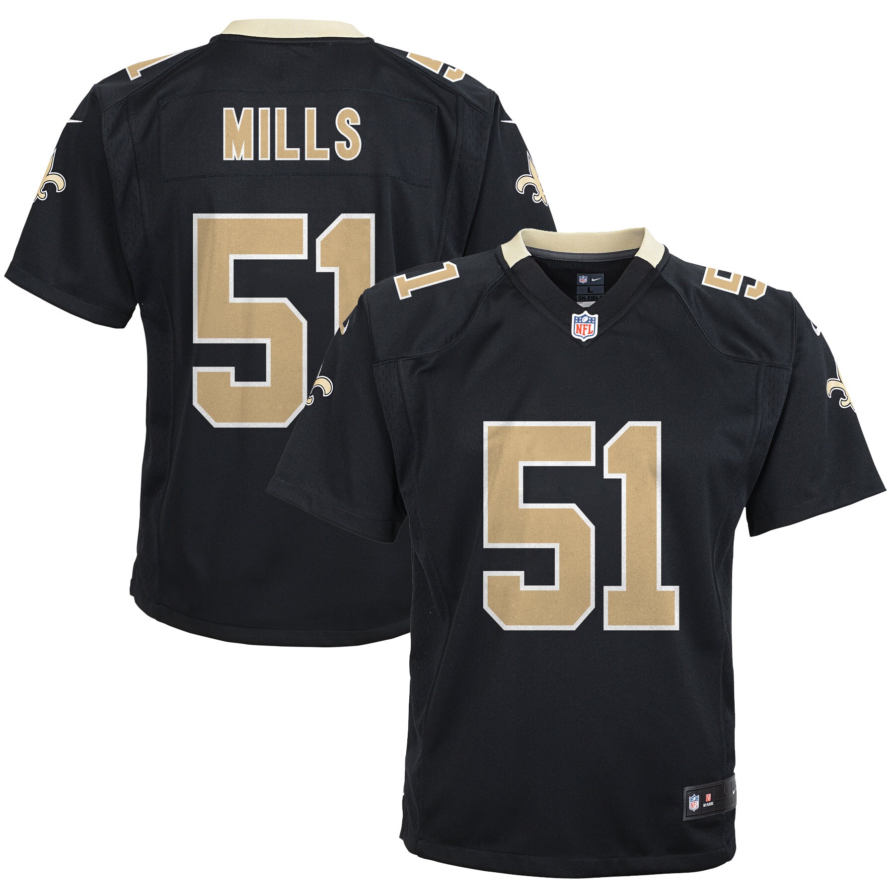 Sam Mills New Orleans Saints Youth Retired Game Jersey - Black cheap jerseys for sale - CheapJerseys.Shop