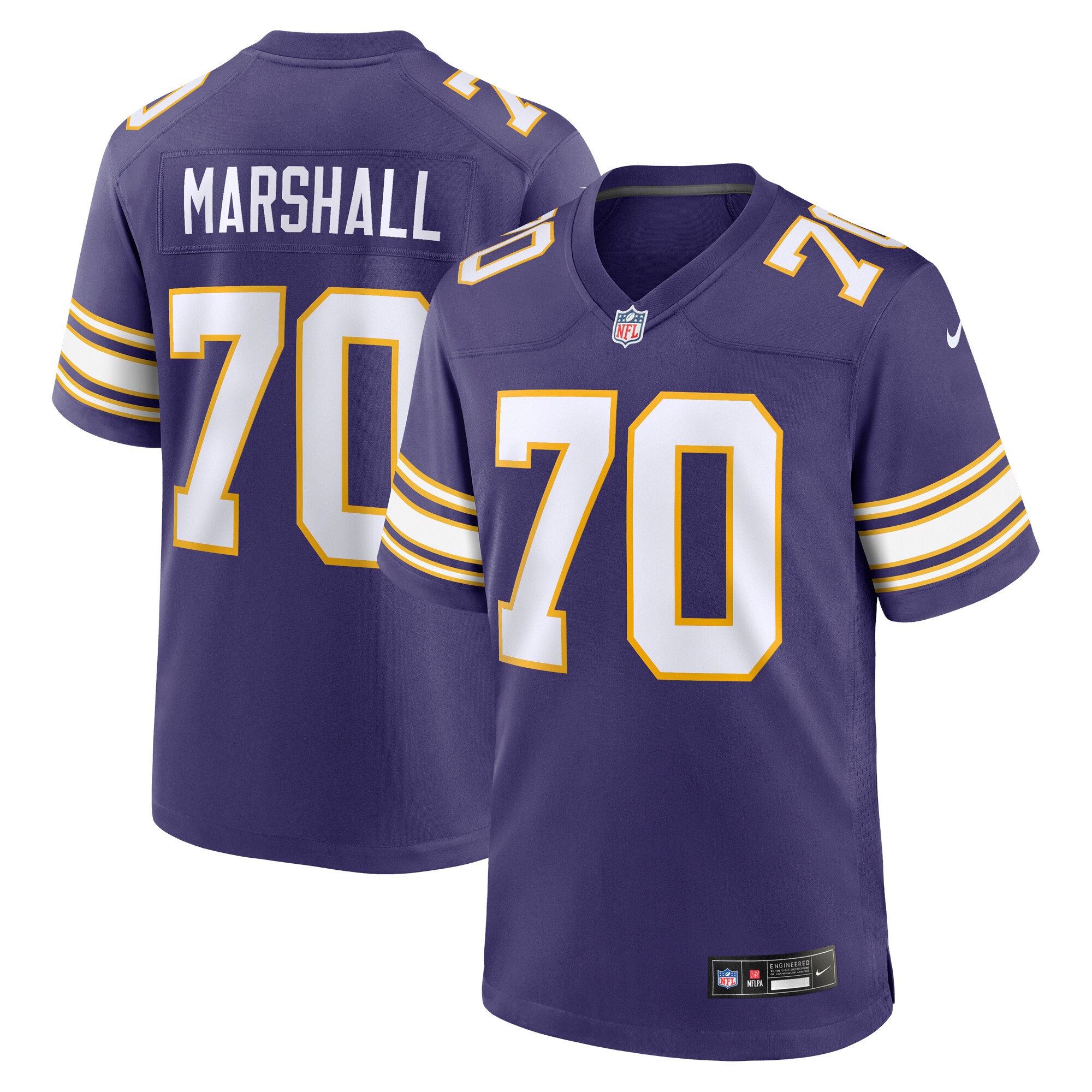 Jim Marshall Minnesota Vikings Classic Retired Player Jersey - Purple cheap jerseys for sale - CheapJerseys.Shop