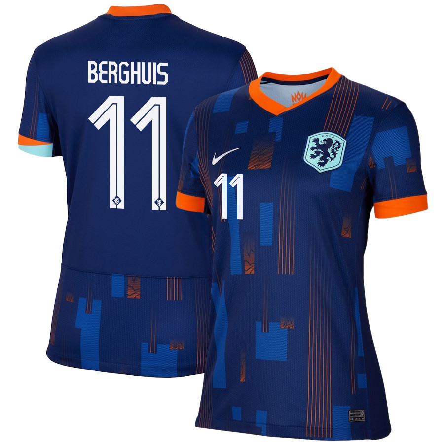 Steven Berghuis 11 Netherlands National Team 2024/25 Away WOMEN Jersey - Navy cheap jerseys for sale - CheapJerseys.Shop
