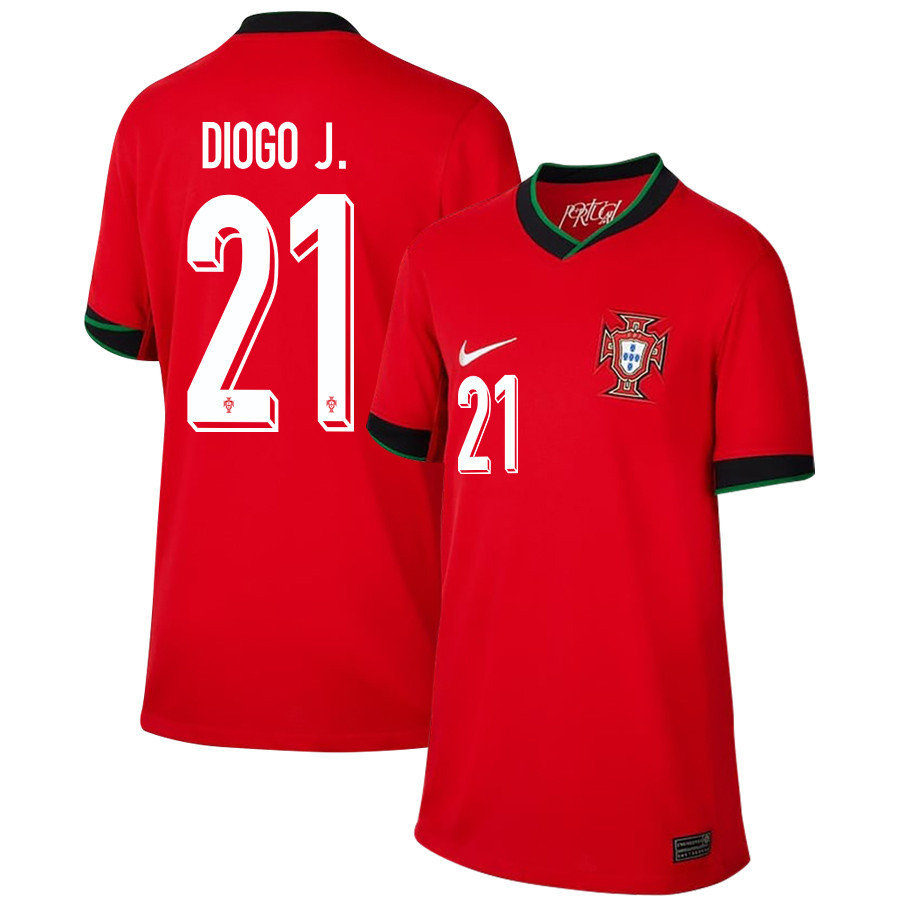 Diogo Jota 21 Portugal National Team 2024/25 Home YOUTH Jersey - Red cheap jerseys for sale - CheapJerseys.Shop