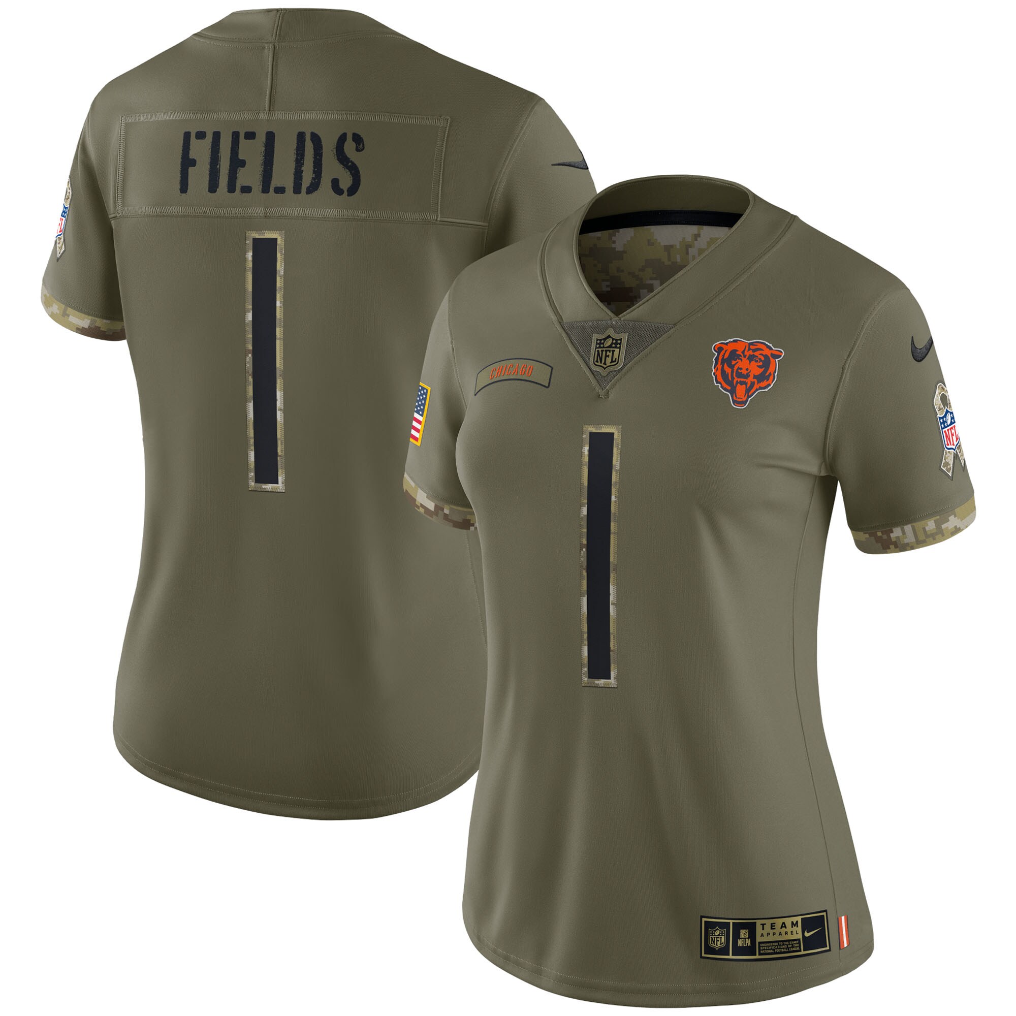 Justin Fields Chicago Bears Women's 2022 Salute To Service Limited Jersey - Olive cheap jerseys for sale - CheapJerseys.Shop