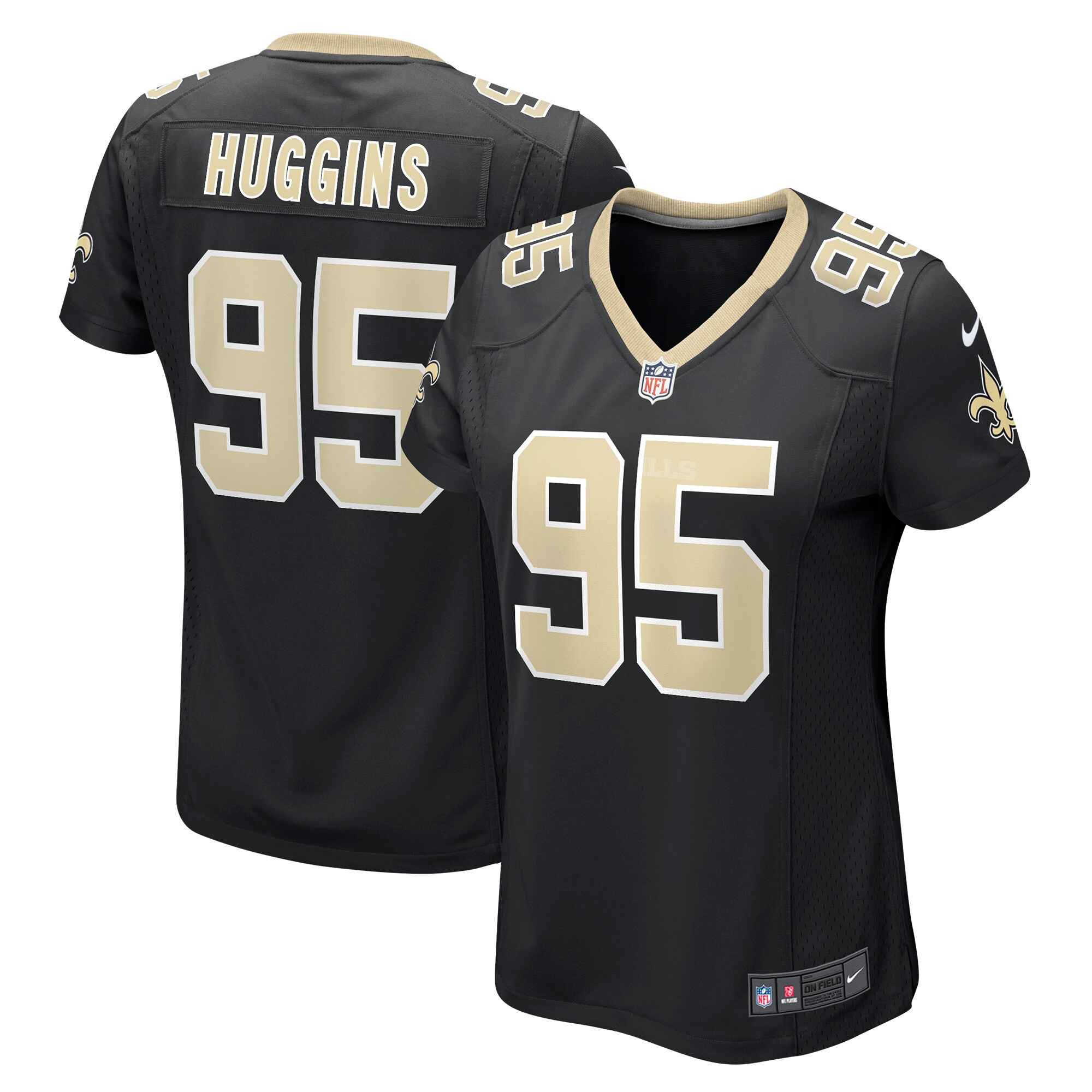 Albert Huggins New Orleans Saints Women's Player Game Jersey - Black cheap jerseys for sale - CheapJerseys.Shop