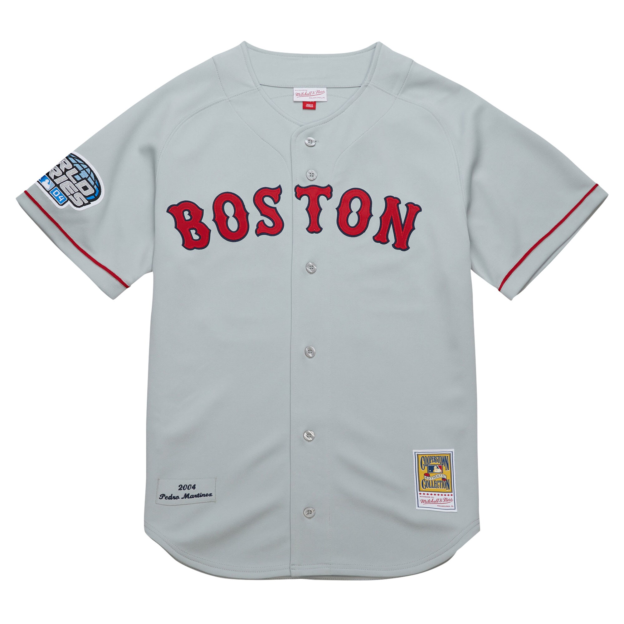 Pedro Martinez Boston Red Sox Mitchell & Ness 2004 Cooperstown Collection Authentic Throwback Jersey - Gray cheap jerseys for sale - CheapJerseys.Shop