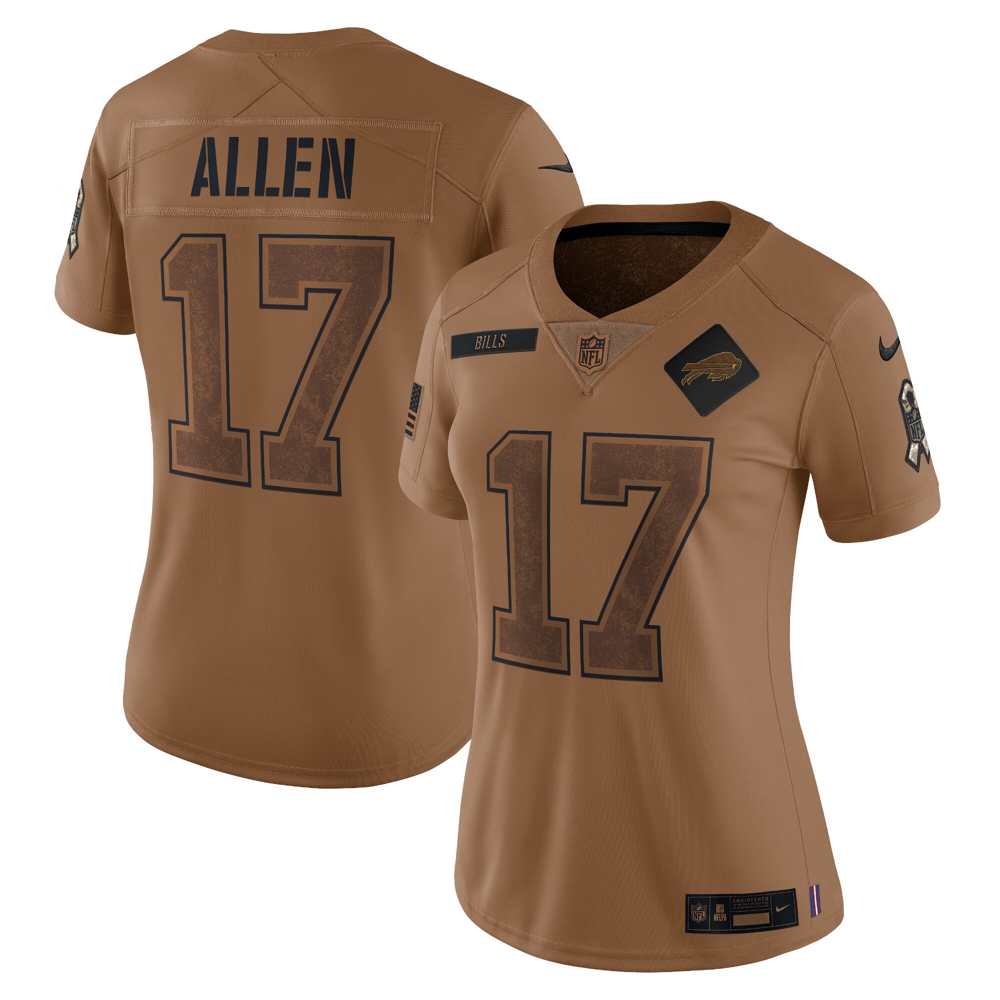 Josh Allen Buffalo Bills Women's 2023 Salute To Service Limited Jersey - Brown cheap jerseys for sale - CheapJerseys.Shop