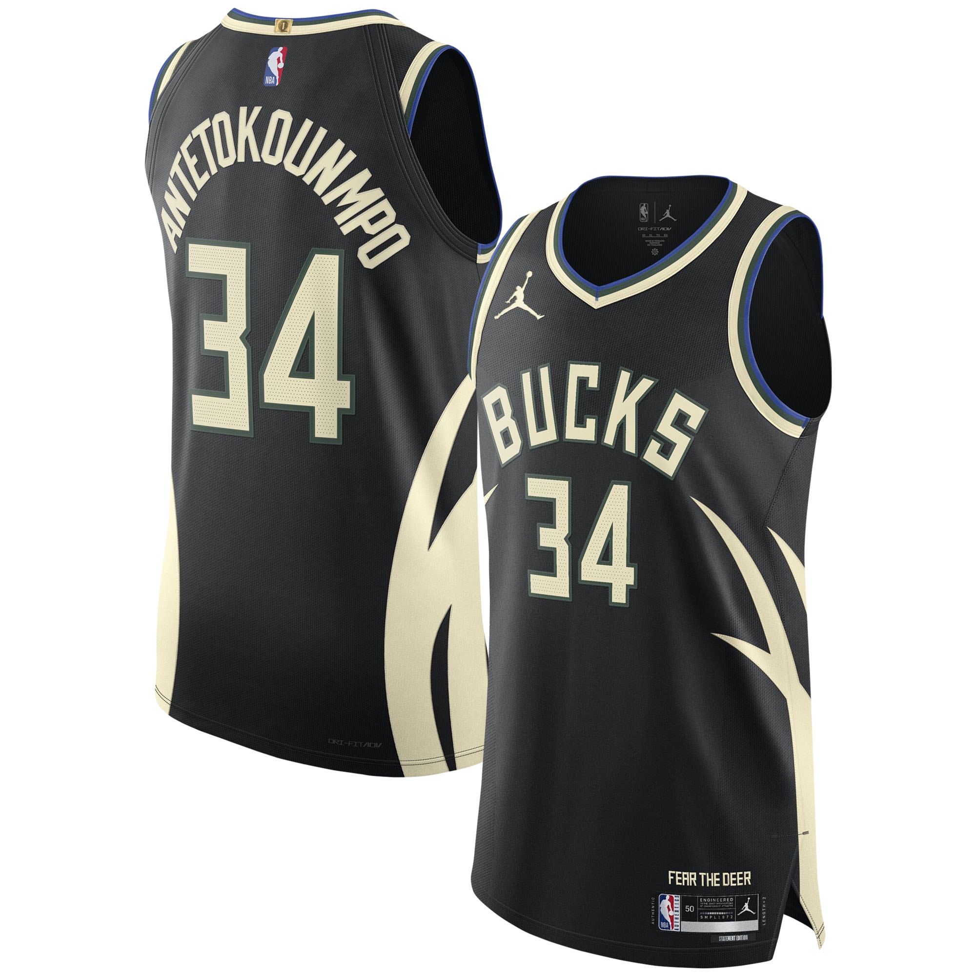 Giannis Antetokounmpo Milwaukee Bucks Jordan Brand Authentic Player Jersey - Statement Edition - Black cheap jerseys for sale - CheapJerseys.Shop