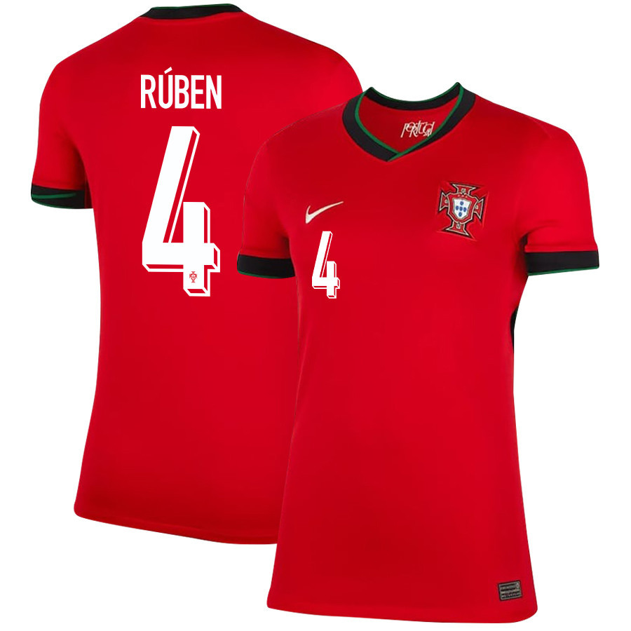 Rúben Dias 4 Portugal National Team 2024/25 Home WOMEN Jersey - Red cheap jerseys for sale - CheapJerseys.Shop