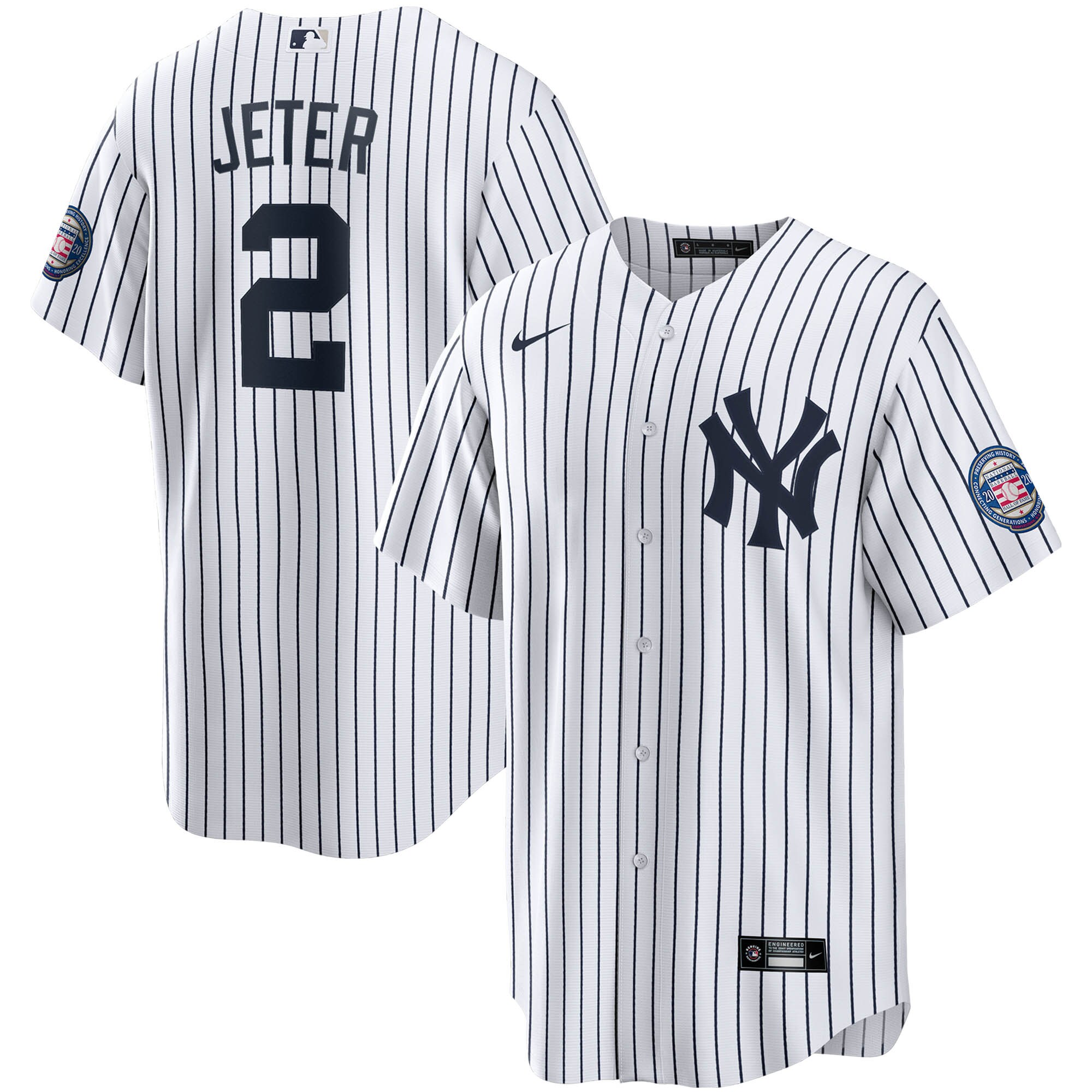 Derek Jeter New York Yankees 2020 Hall of Fame Induction Home Replica Player Name Jersey - White\/Navy cheap jerseys for sale - CheapJerseys.Shop