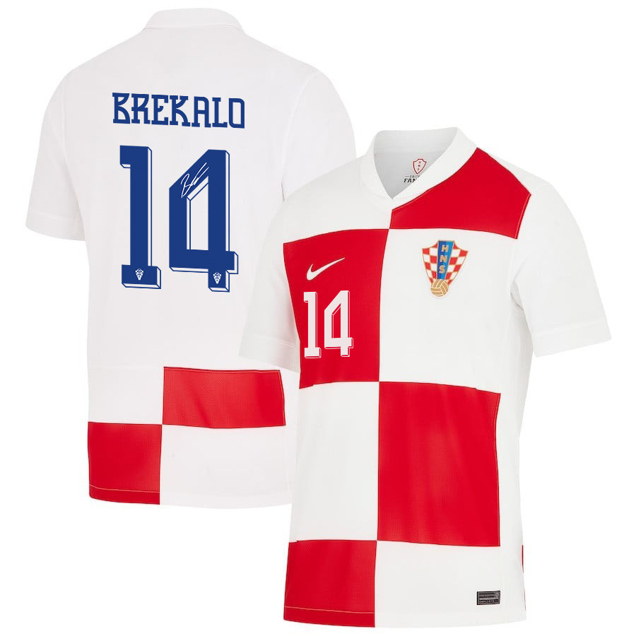 Josip Brekalo 14 Signed Croatia National Team 2024 Home Men Jersey Autographed - White cheap jerseys for sale - CheapJerseys.Shop