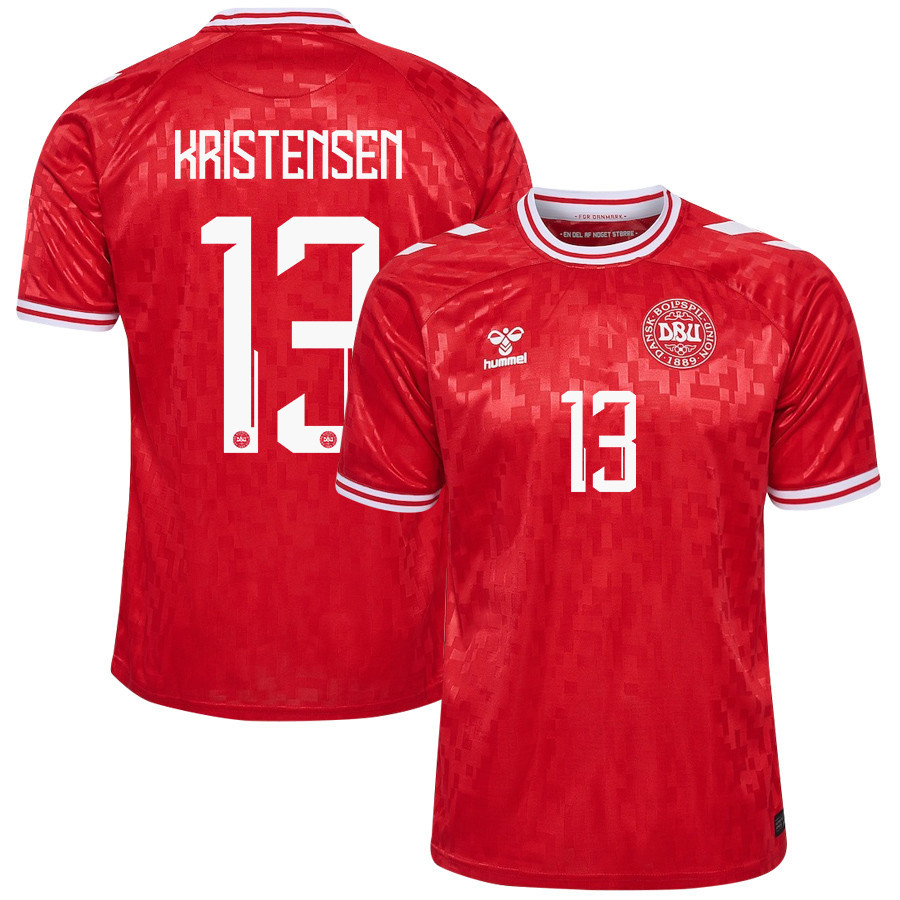 Rasmus Kristensen 13 Denmark National Team 2024/25 Home Men Jersey - Red cheap jerseys for sale - CheapJerseys.Shop