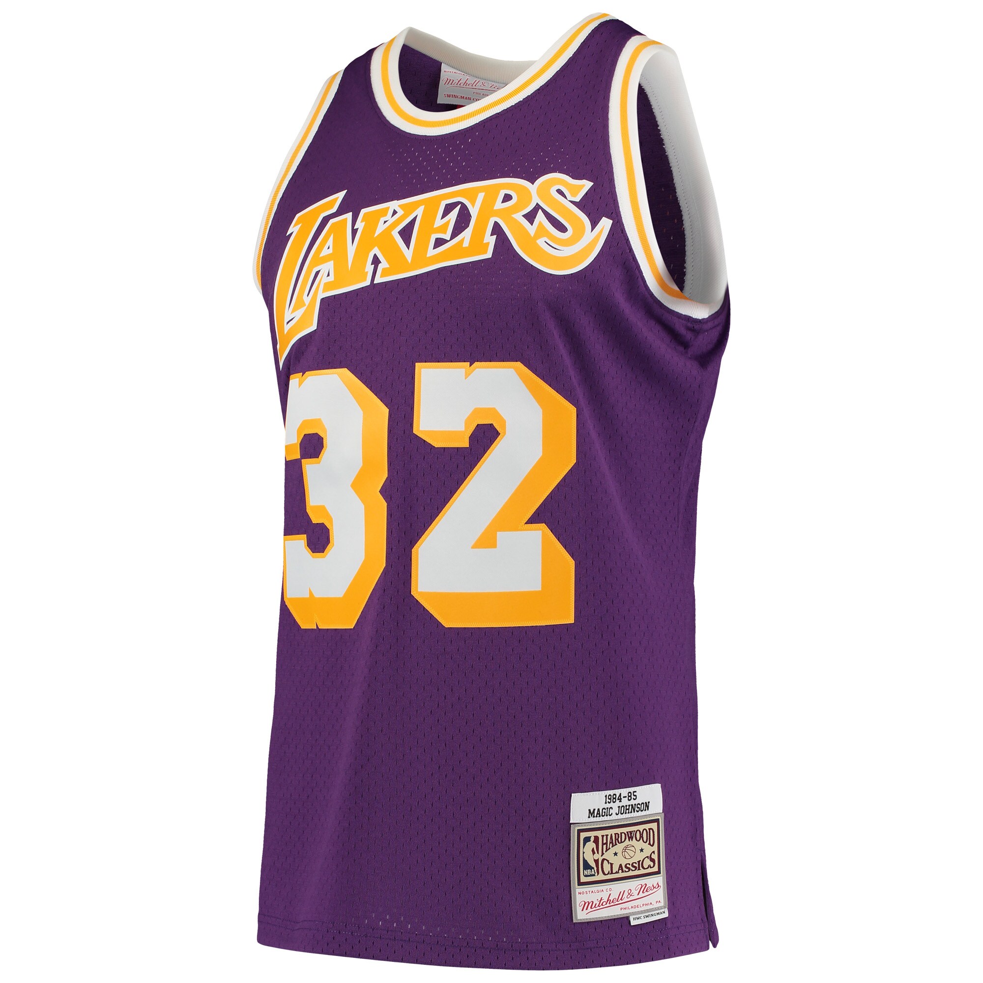Magic Johnson Los Angeles Lakers Mitchell & Ness 1984\/85 Hardwood Classics Swingman Jersey - Purple cheap jerseys for sale - CheapJerseys.Shop