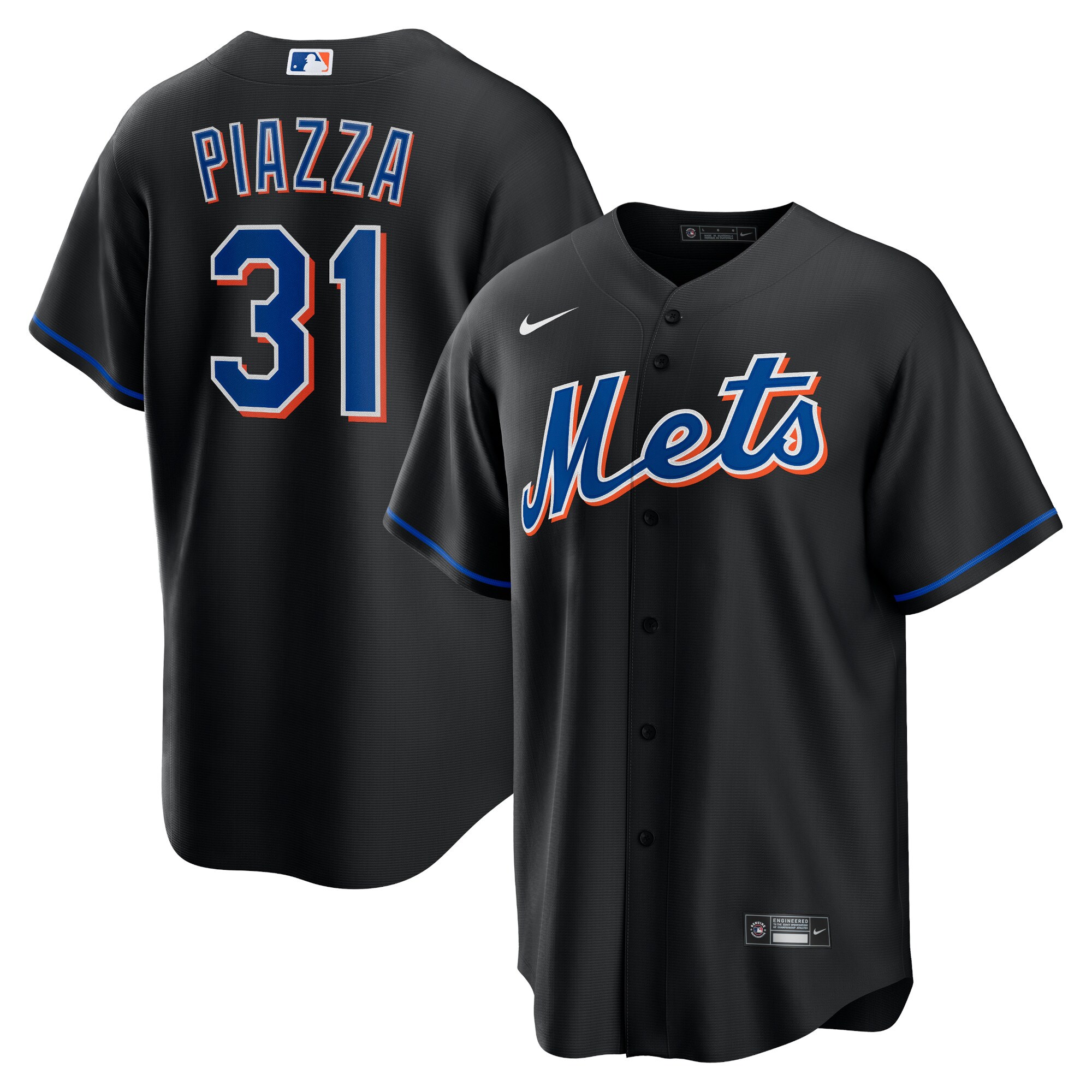 Mike Piazza New York Mets 2022 Alternate Replica Player Jersey - Black cheap jerseys for sale - CheapJerseys.Shop