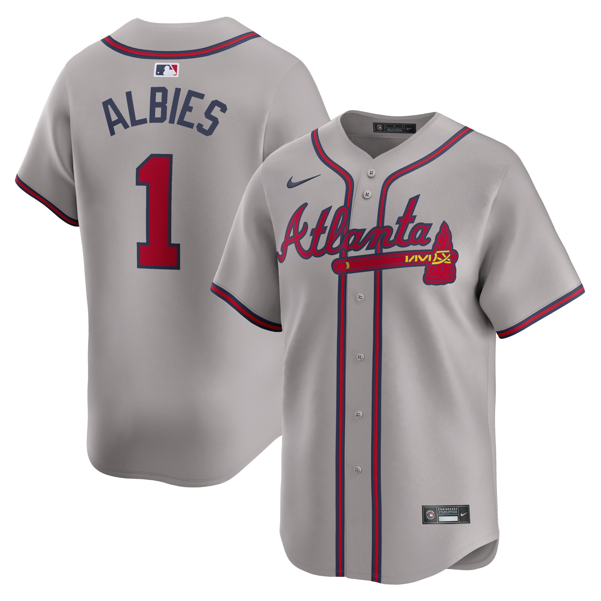 Ozzie Albies Atlanta Braves Away Limited Player Jersey - Gray cheap jerseys for sale - CheapJerseys.Shop