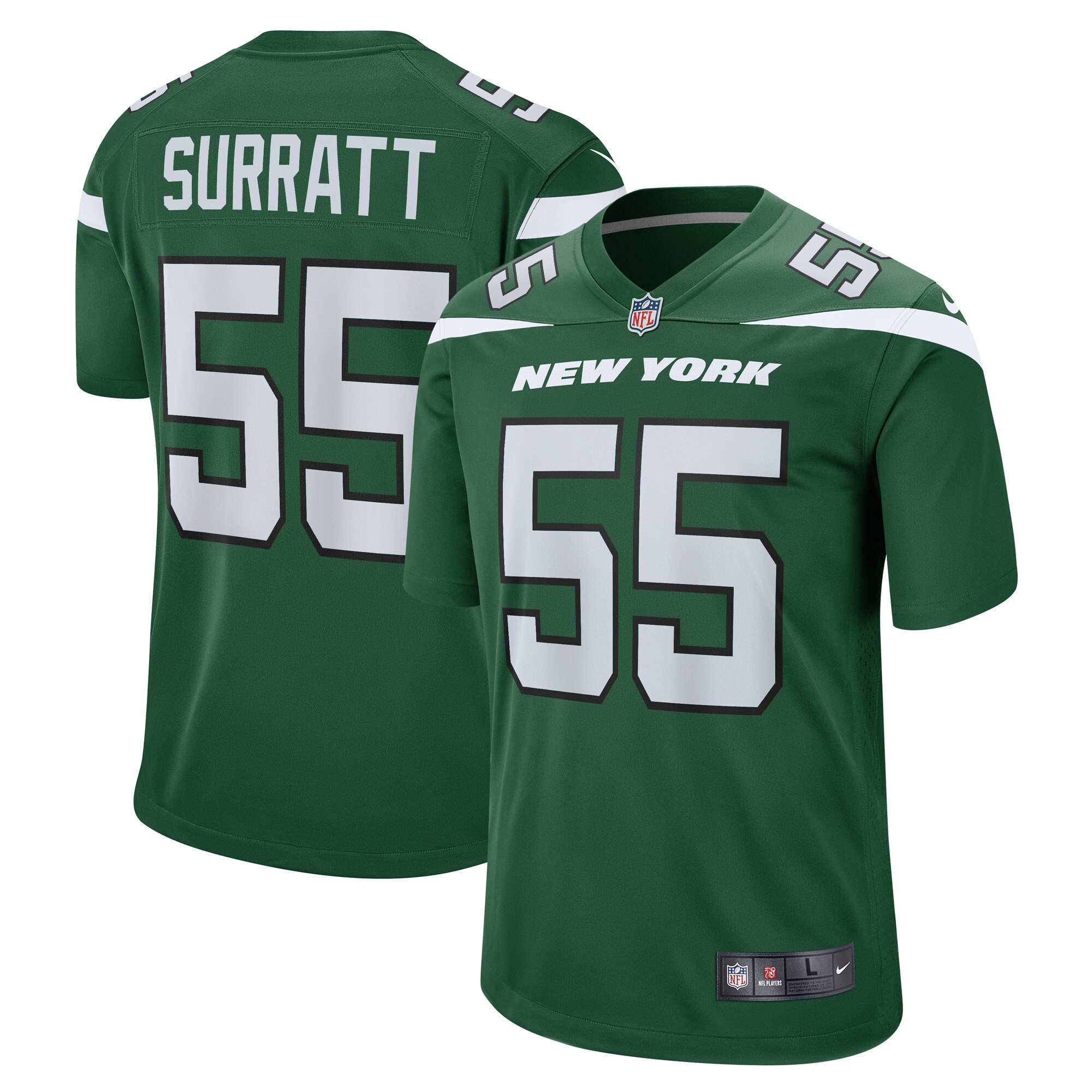 Chazz Surratt New York Jets Game Player Jersey - Gotham Green cheap jerseys for sale - CheapJerseys.Shop
