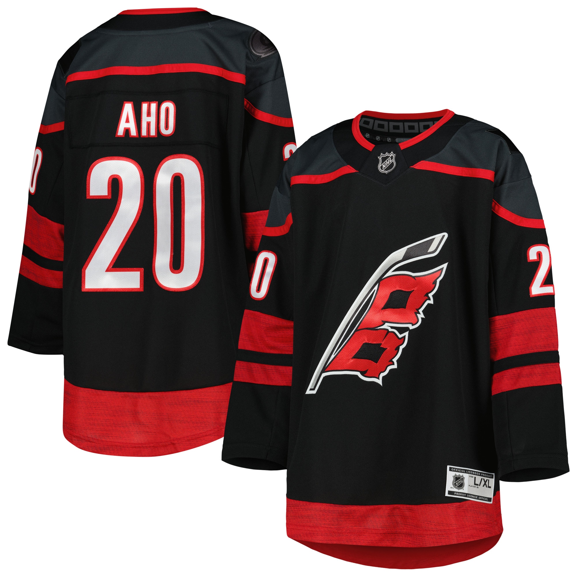 Sebastian Aho Carolina Hurricanes Youth Home Premier Player Jersey - Black cheap jerseys for sale - CheapJerseys.Shop