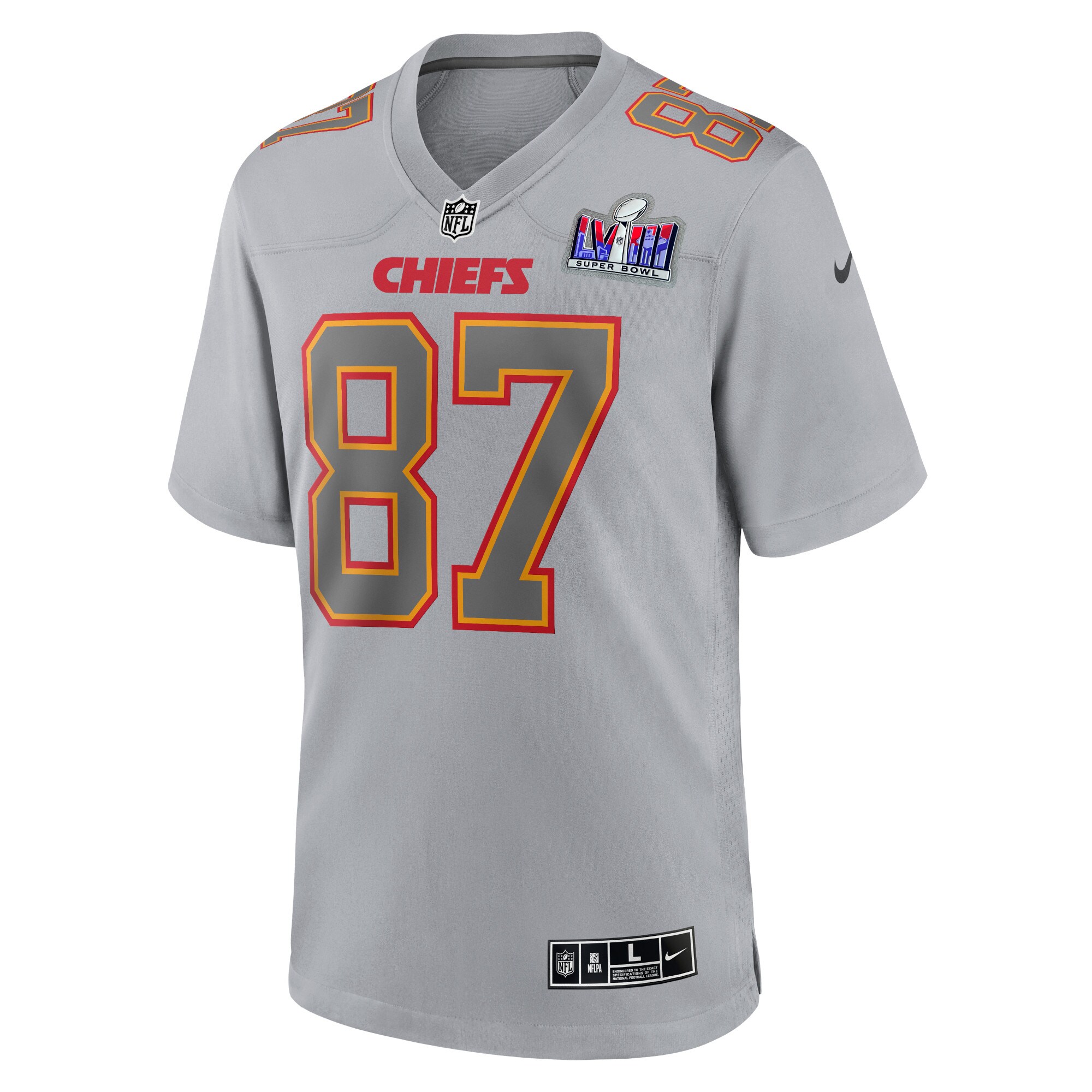 Travis Kelce Kansas City Chiefs Super Bowl LVIII Atmosphere Fashion Game Jersey - Gray cheap jerseys for sale - CheapJerseys.Shop