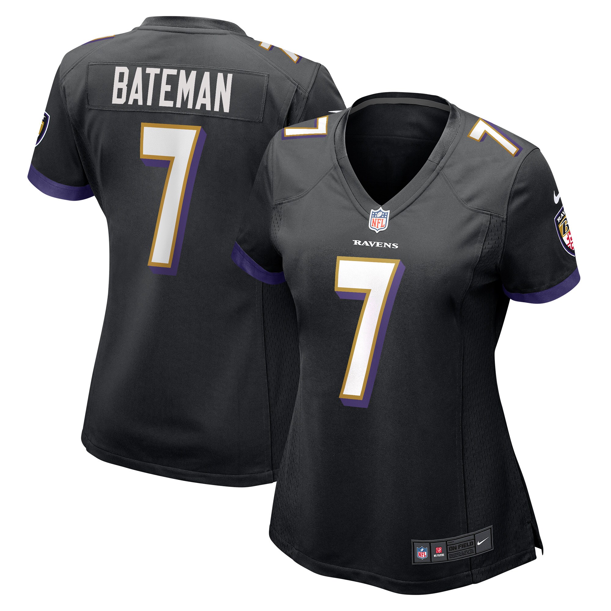 Rashod Bateman Baltimore Ravens Women's Game Player Jersey - Black cheap jerseys for sale - CheapJerseys.Shop