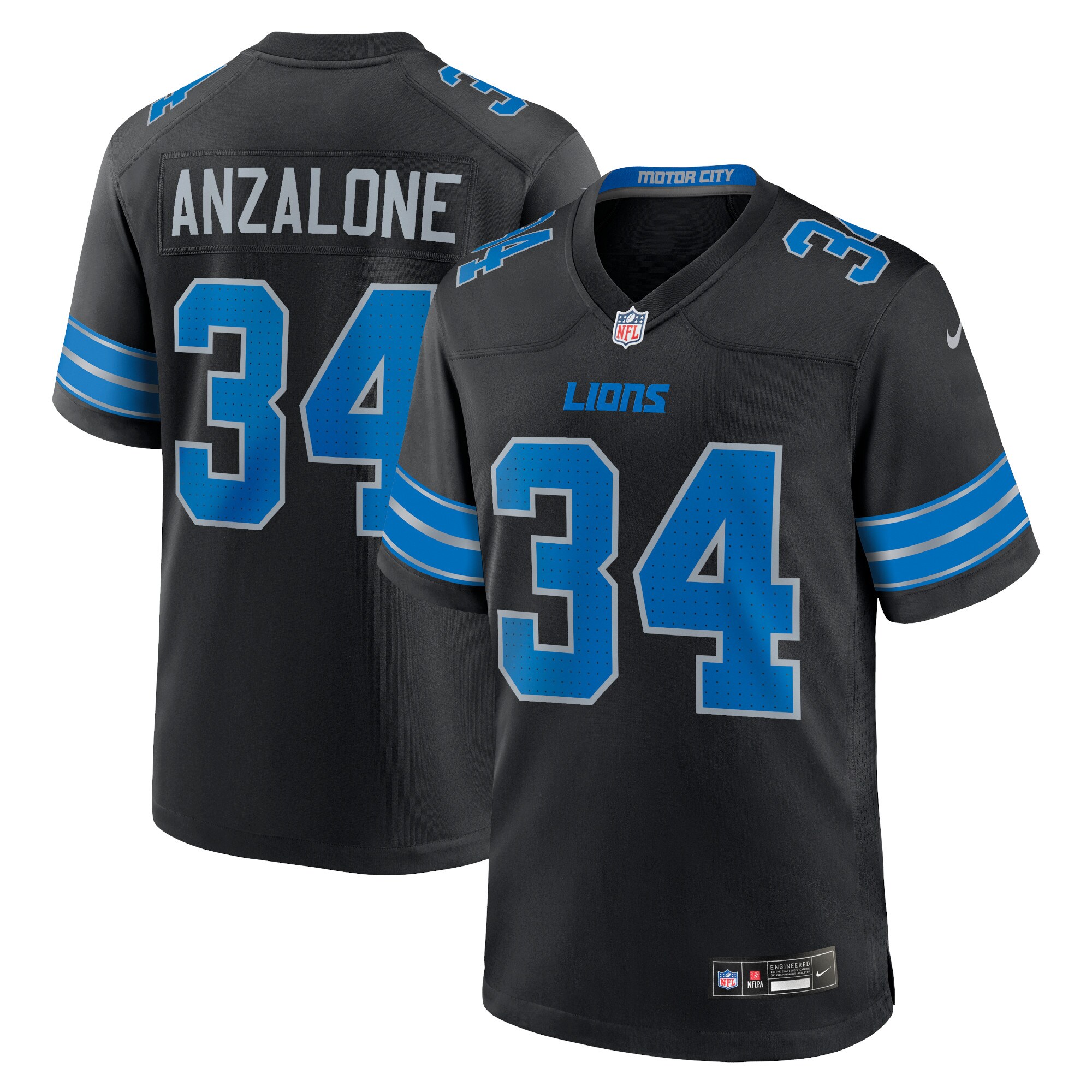 Alex Anzalone Detroit Lions 2nd Alternate Game Jersey - Black cheap jerseys for sale - CheapJerseys.Shop