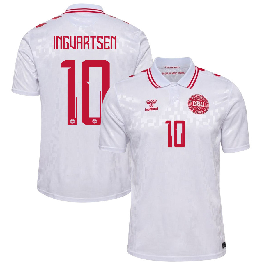 Marcus Ingvartsen 10 Denmark National Team 2024/25 Away Men Jersey - White cheap jerseys for sale - CheapJerseys.Shop