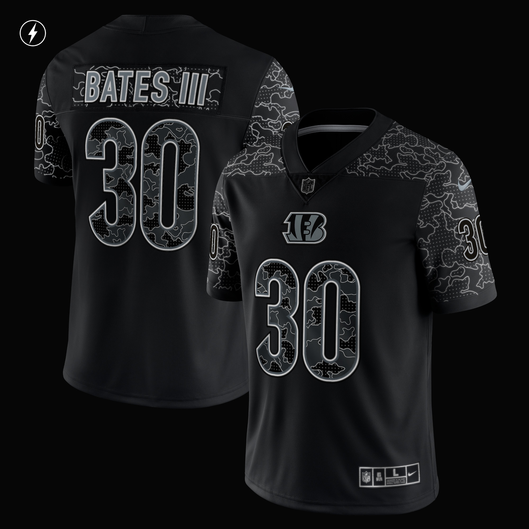 Jessie Bates III Cincinnati Bengals RFLCTV Limited Jersey - Black cheap jerseys for sale - CheapJerseys.Shop