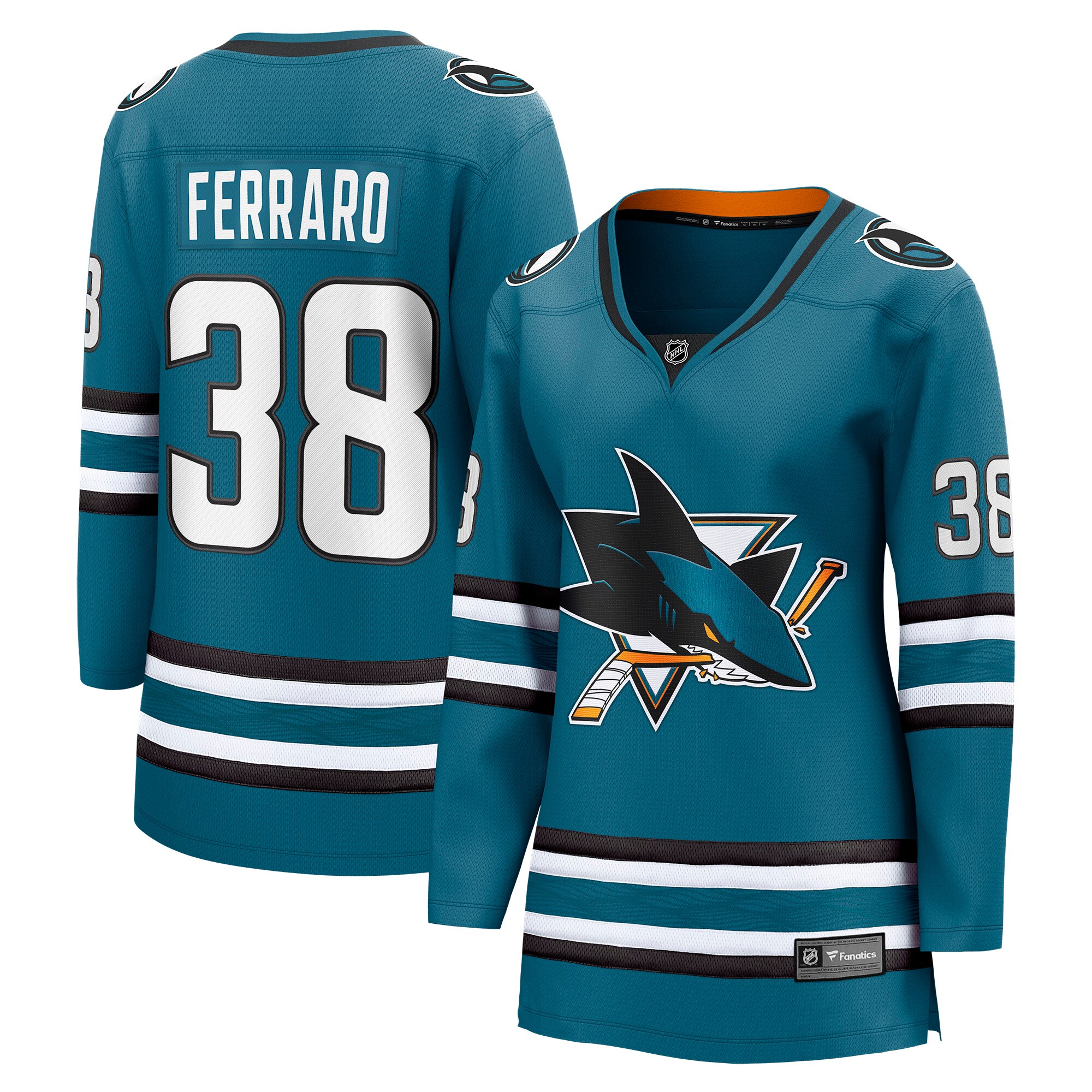 Mario Ferraro San Jose Sharks Fanatics Women's Home Breakaway Player Jersey - Teal cheap jerseys for sale - CheapJerseys.Shop