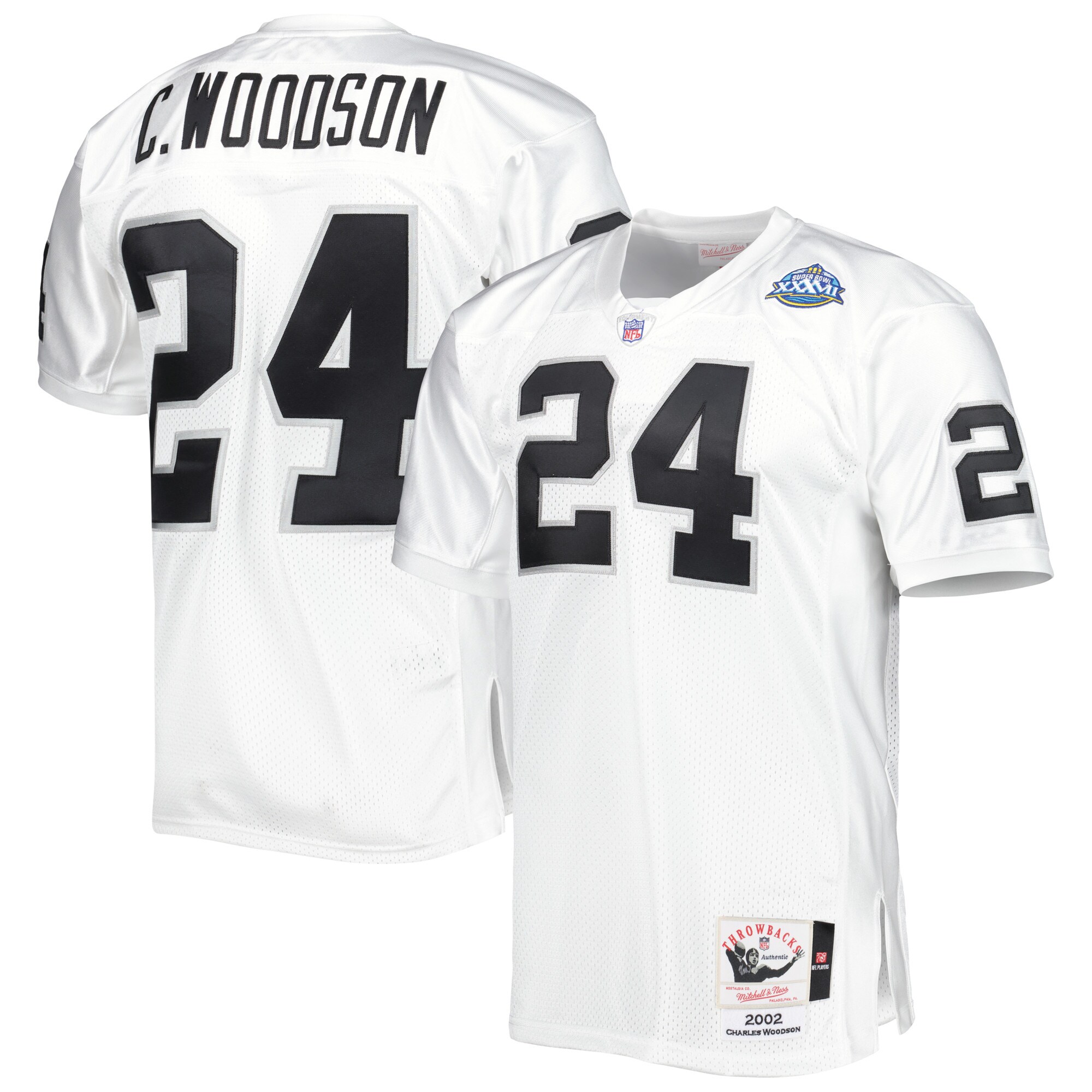 Charles Woodson Las Vegas Raiders 2002 Mitchell & Ness Authentic Throwback Retired Player Jersey - White cheap jerseys for sale - CheapJerseys.Shop