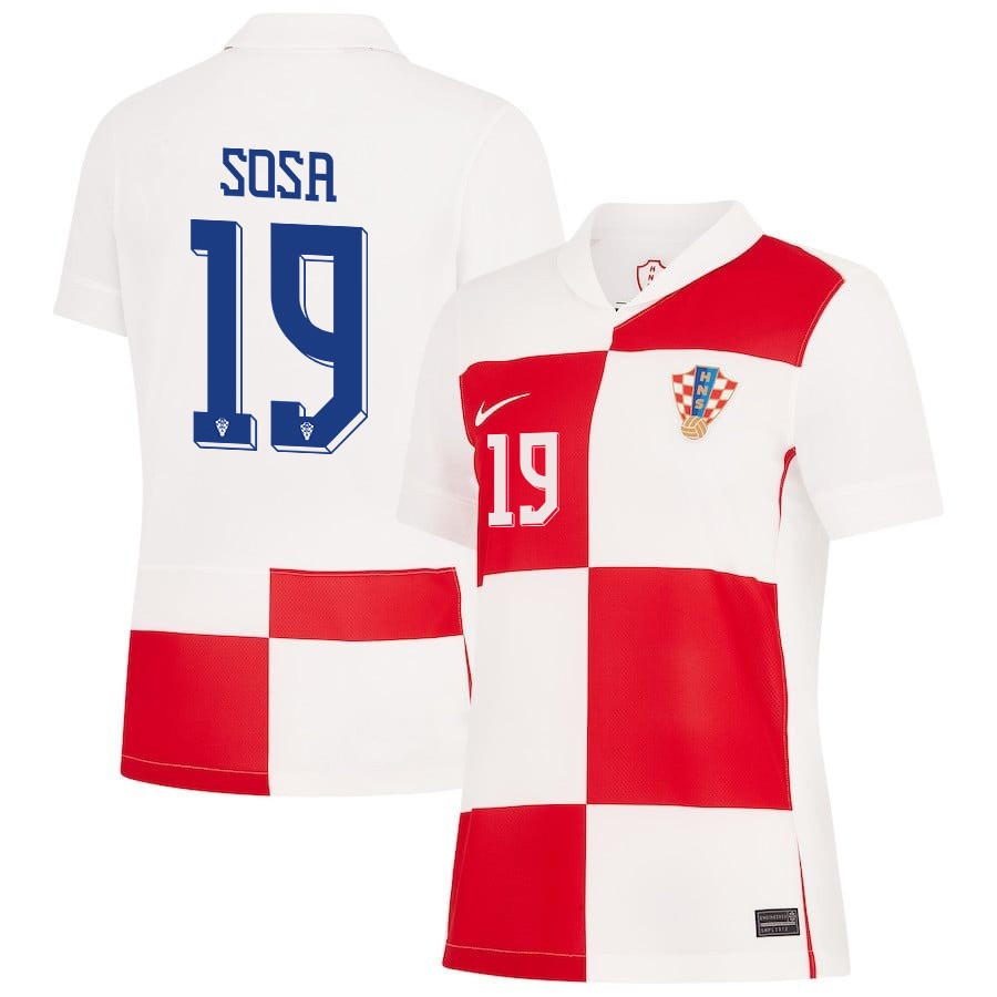 Borna Sosa 19 Croatia National Team 2024 Home WOMEN Jersey - White cheap jerseys for sale - CheapJerseys.Shop