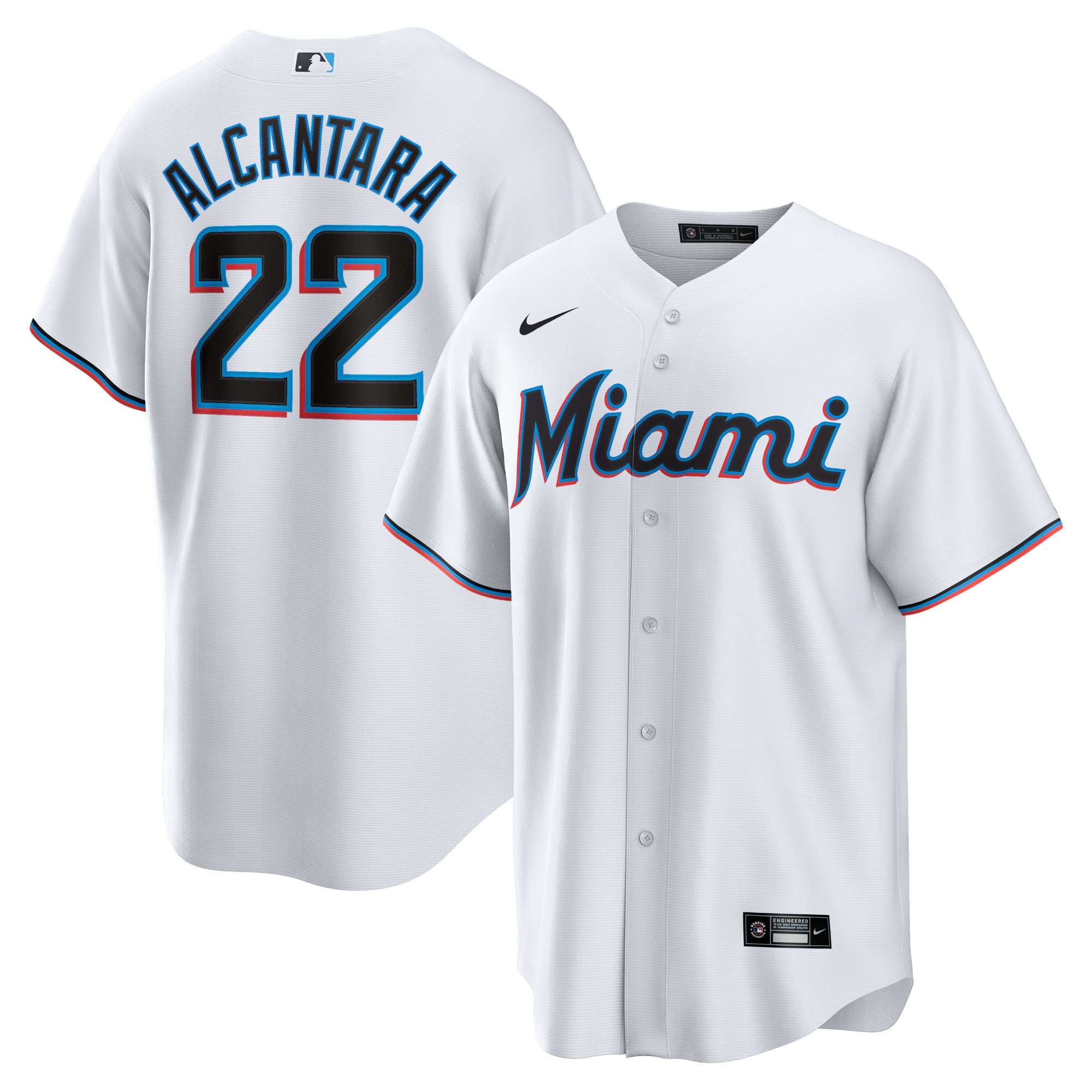 Sandy Alcantara Miami Marlins Replica Player Jersey - White cheap jerseys for sale - CheapJerseys.Shop