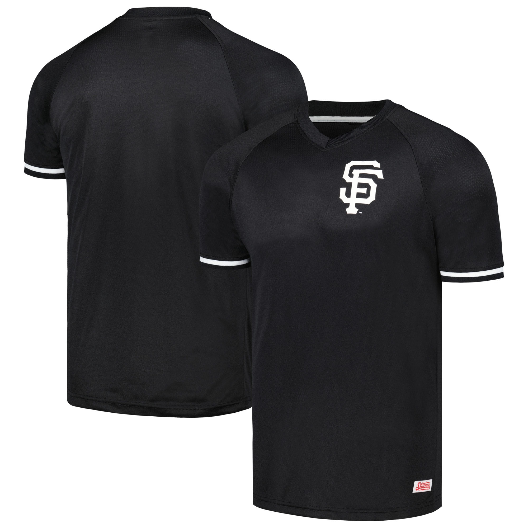 San Francisco Giants Stitches Black Raglan V-Neck Jersey cheap jerseys for sale - CheapJerseys.Shop