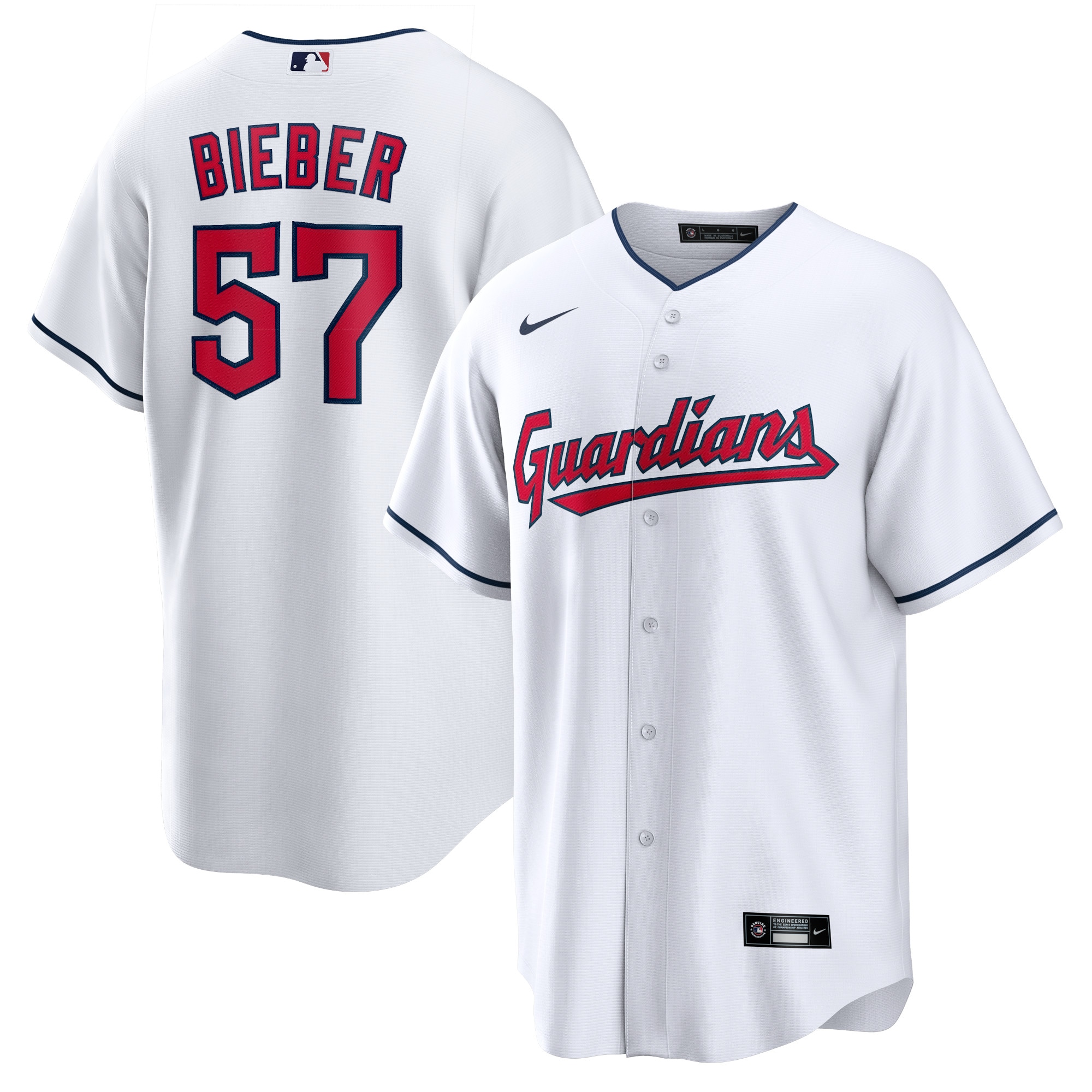 Shane Bieber Cleveland Guardians Replica Player Jersey - White cheap jerseys for sale - CheapJerseys.Shop
