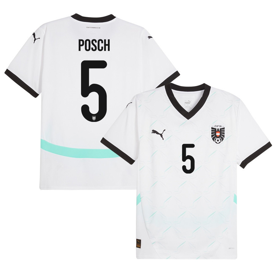 Stefan Posch 5 Austria National Team 2024/25 Away Men Jersey - White cheap jerseys for sale - CheapJerseys.Shop