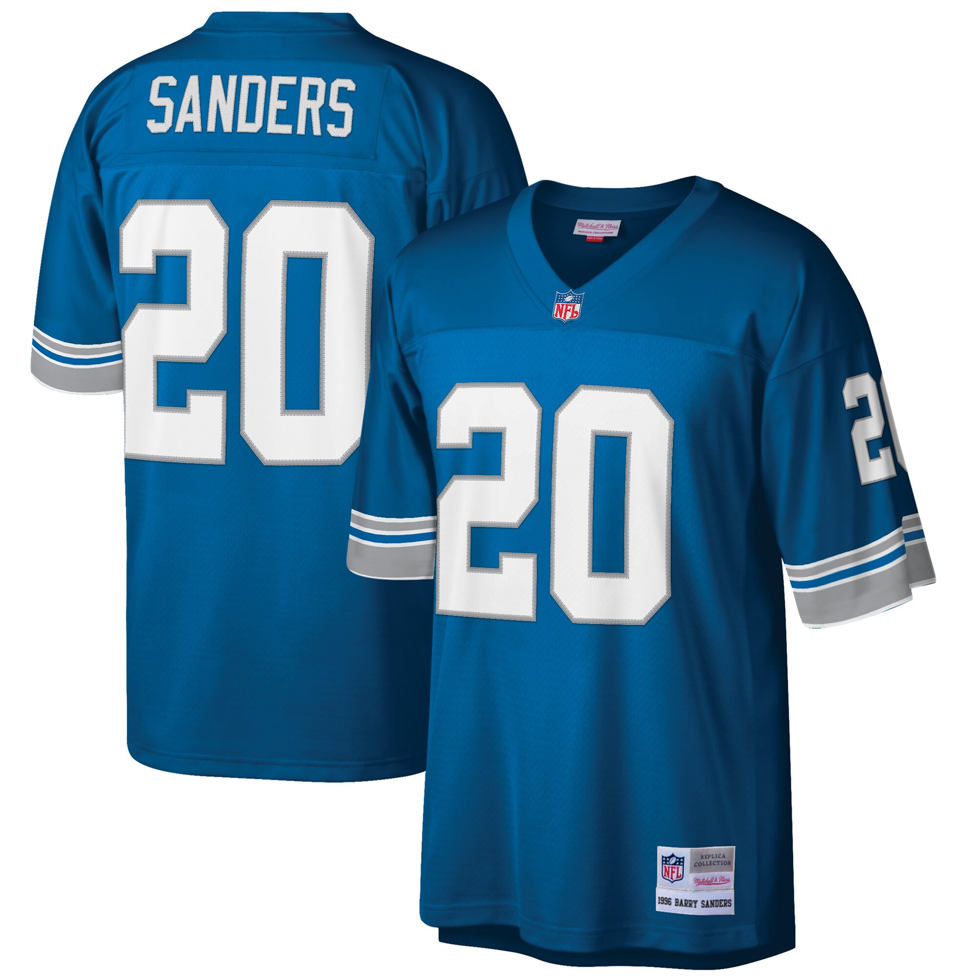 Barry Sanders Detroit Lions Mitchell & Ness Big & Tall 1996 Retired Player Replica Jersey - Blue cheap jerseys for sale - CheapJerseys.Shop
