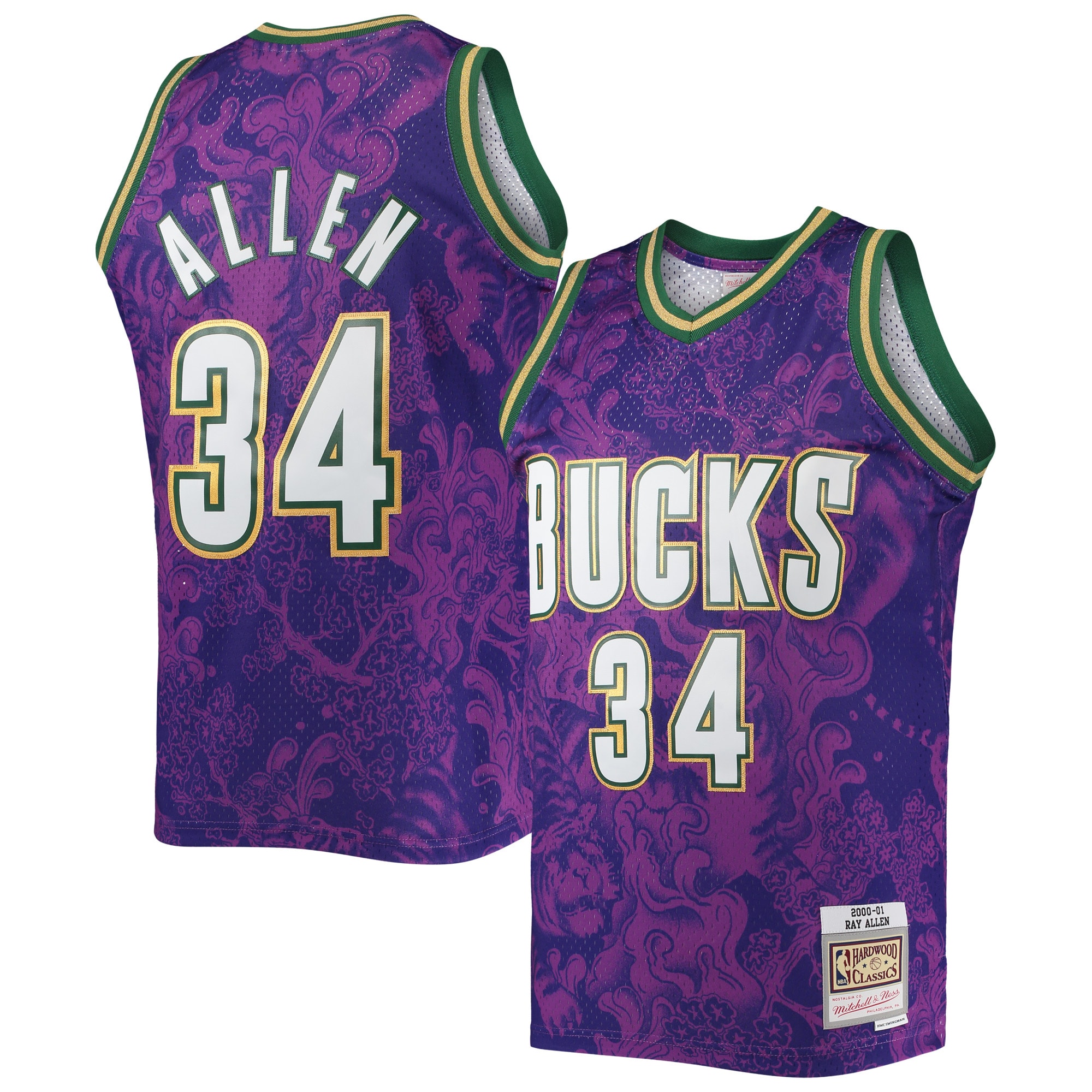 Ray Allen Milwaukee Bucks Mitchell & Ness Hardwood Classics 2000\/01 Lunar New Year Swingman Jersey - Purple cheap jerseys for sale - CheapJerseys.Shop