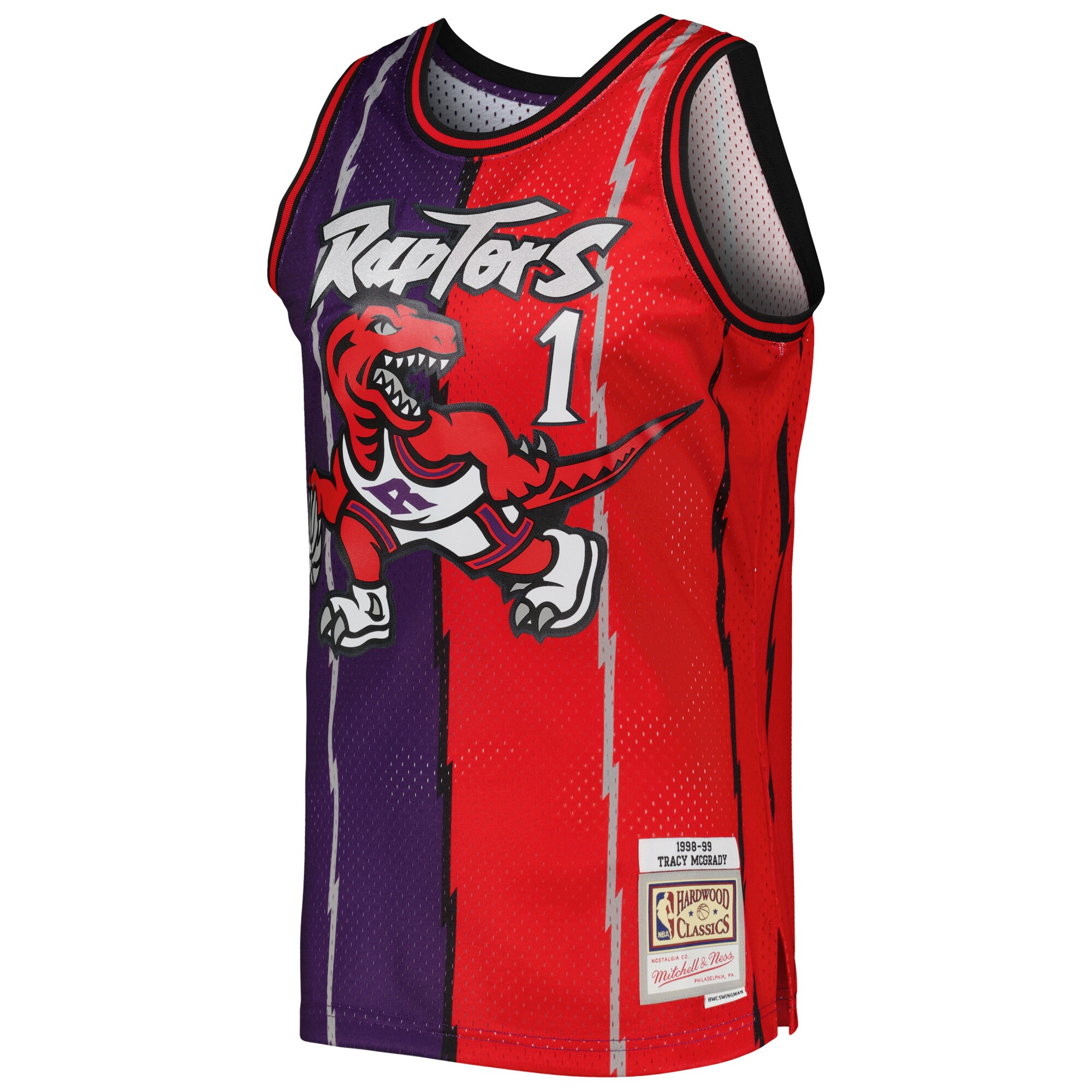 Tracy McGrady Toronto Raptors Mitchell & Ness Hardwood Classics 1998\/99 Split Swingman Jersey - Purple\/Red cheap jerseys for sale - CheapJerseys.Shop