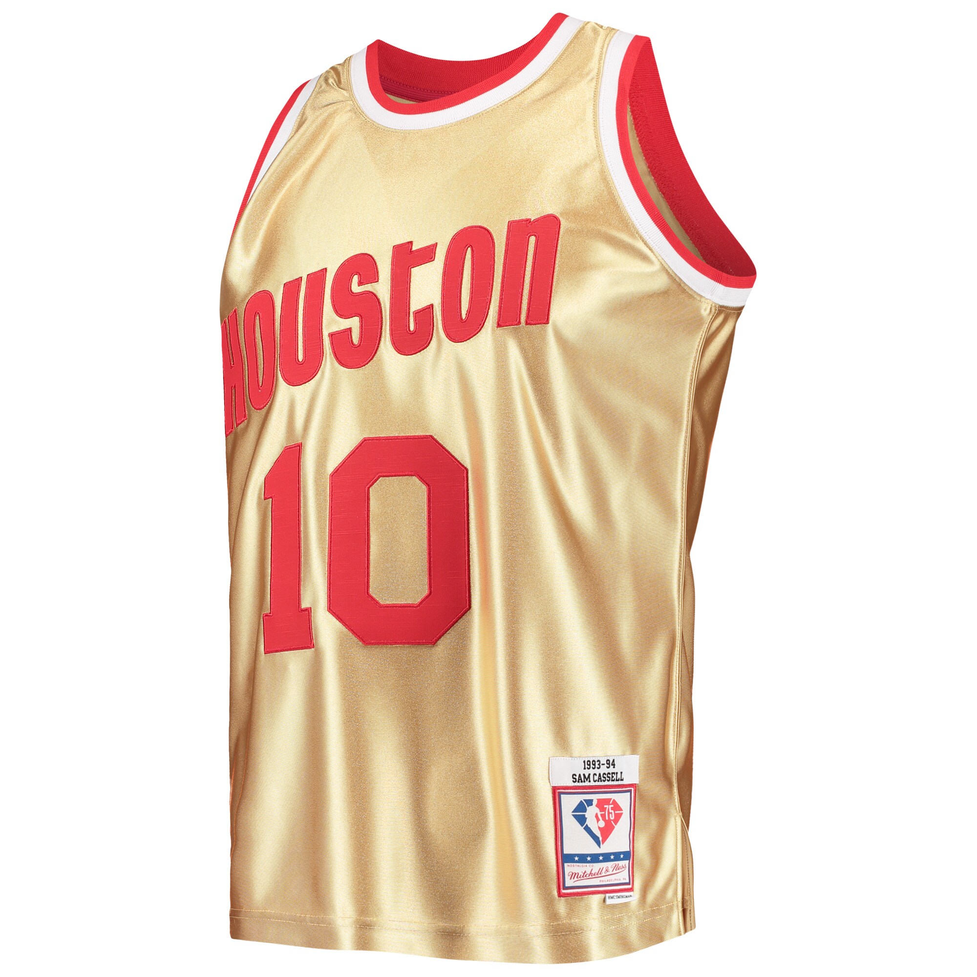 Sam Cassell Houston Rockets Mitchell & Ness 75th Anniversary 1993\/94 Hardwood Classics Swingman Jersey - Gold cheap jerseys for sale - CheapJerseys.Shop