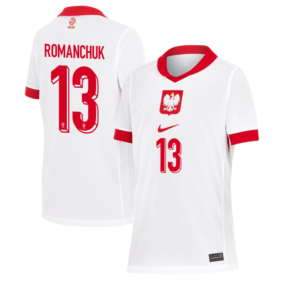 Taras Romanchuk 13 Poland National Team 2024/25 Home YOUTH Jersey - White cheap jerseys for sale - CheapJerseys.Shop