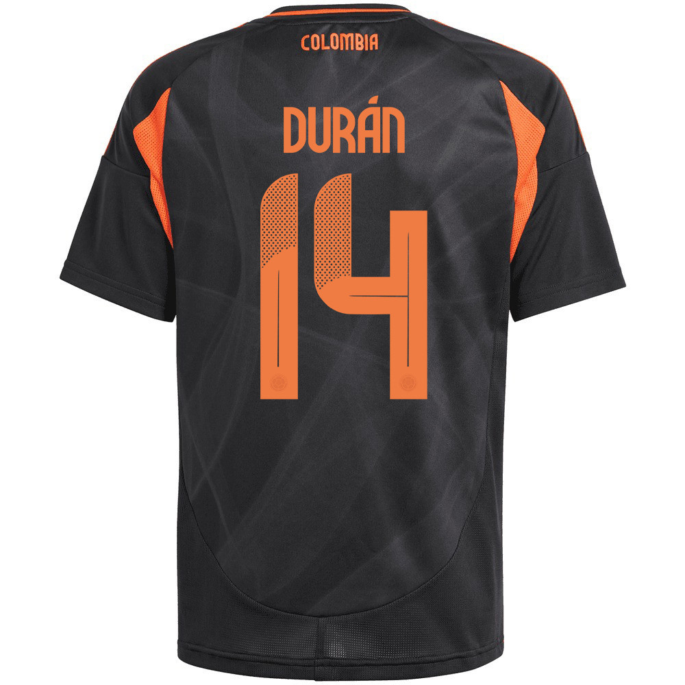 Jhon Durán 14 Colombia National Team 2024/25 Away YOUTH Jersey - Black cheap jerseys for sale - CheapJerseys.Shop