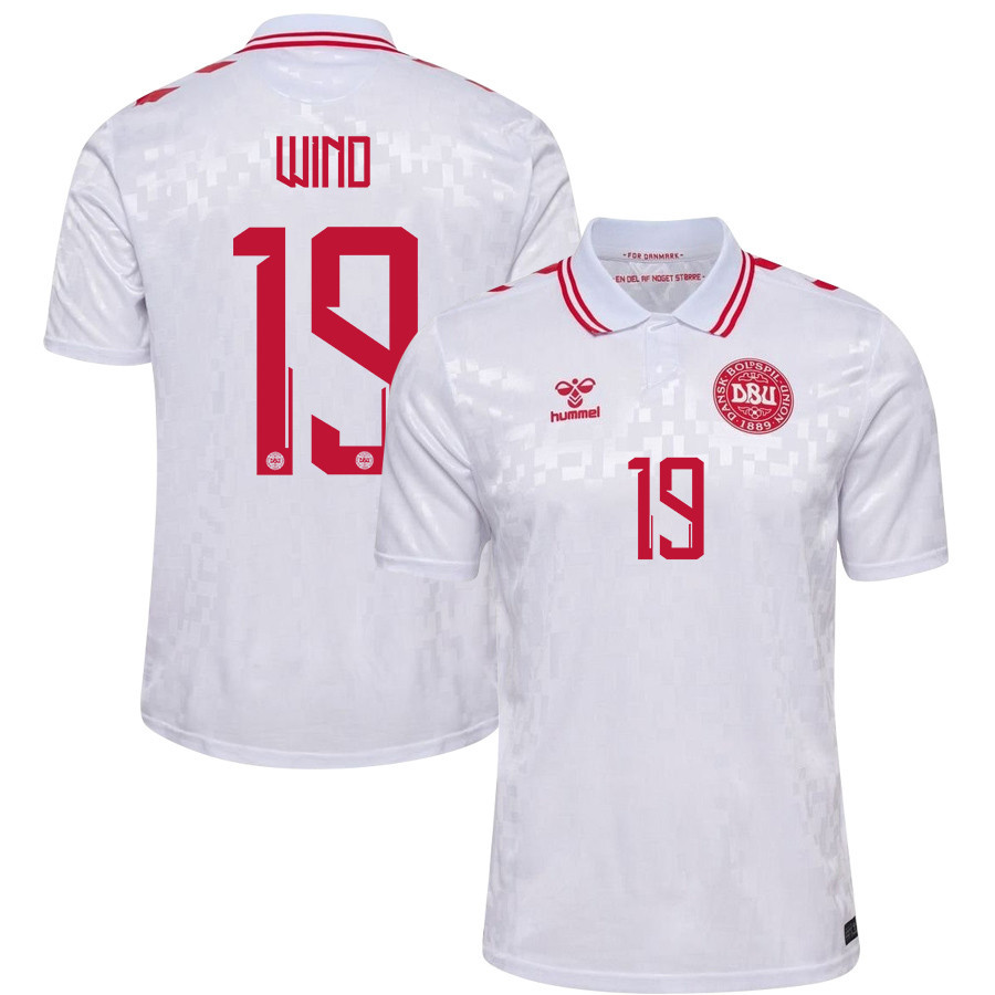 Jonas Wind 19 Denmark National Team 2024/25 Away Men Jersey - White cheap jerseys for sale - CheapJerseys.Shop