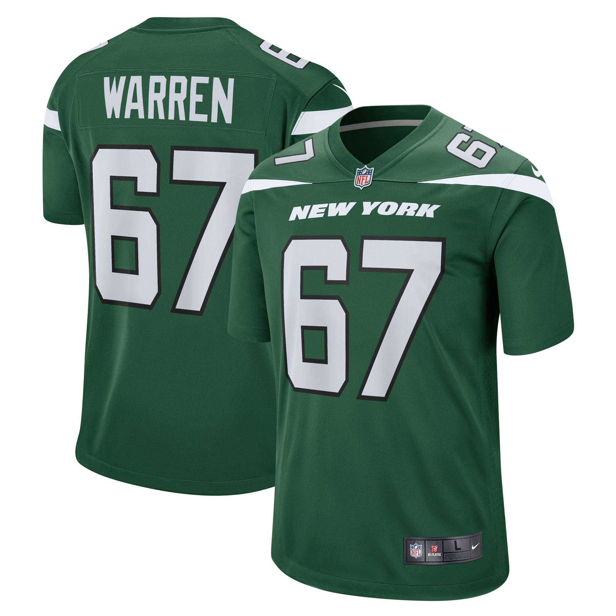 Carter Warren New York Jets Game Jersey - Gotham Green cheap jerseys for sale - CheapJerseys.Shop