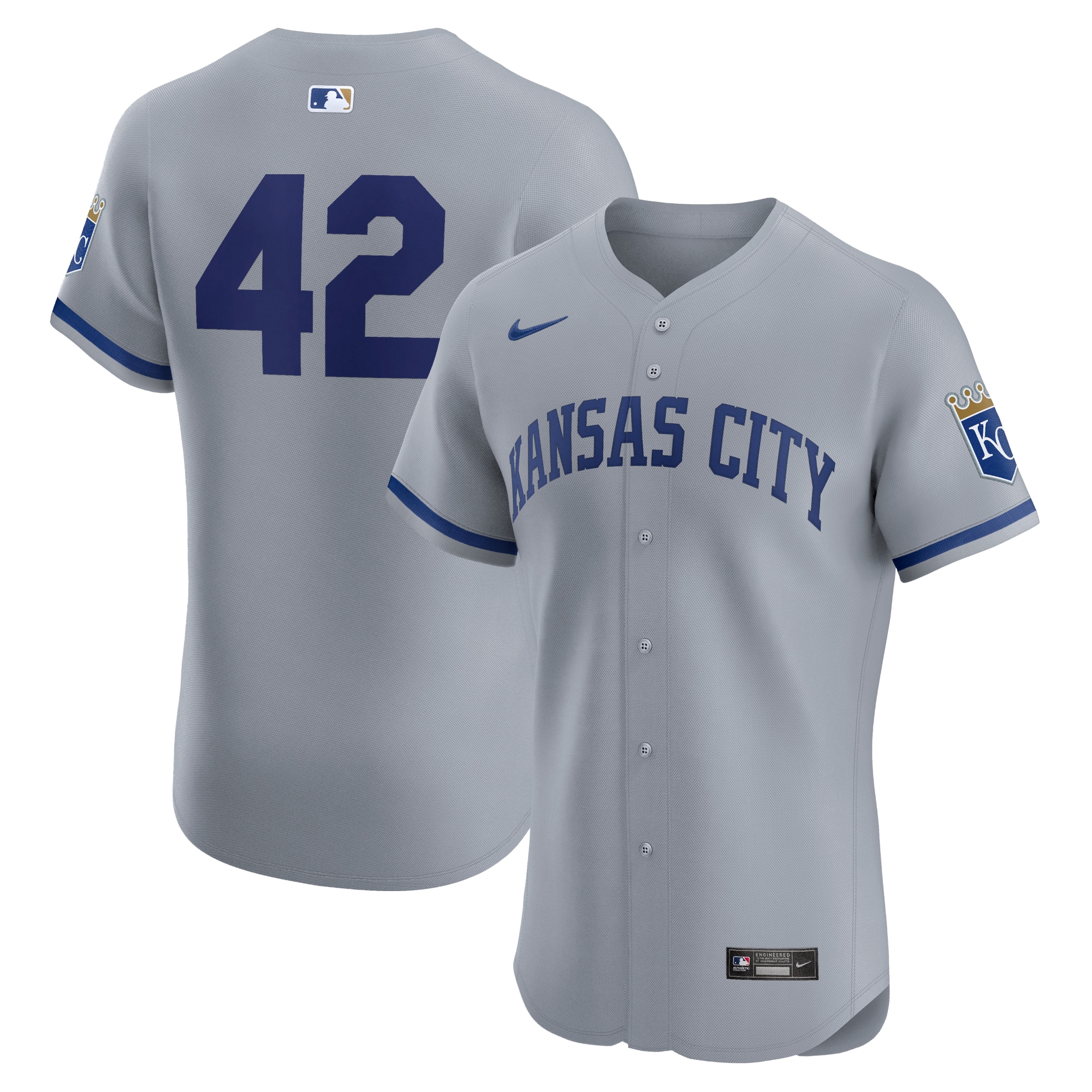 Kansas City Royals Road 2024 Jackie Robinson Day Elite Jersey - Gray cheap jerseys for sale - CheapJerseys.Shop